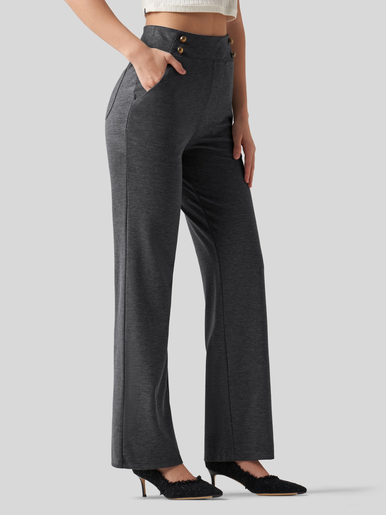 Women's Smooth Wide Leg Dress Pants 31 Inch