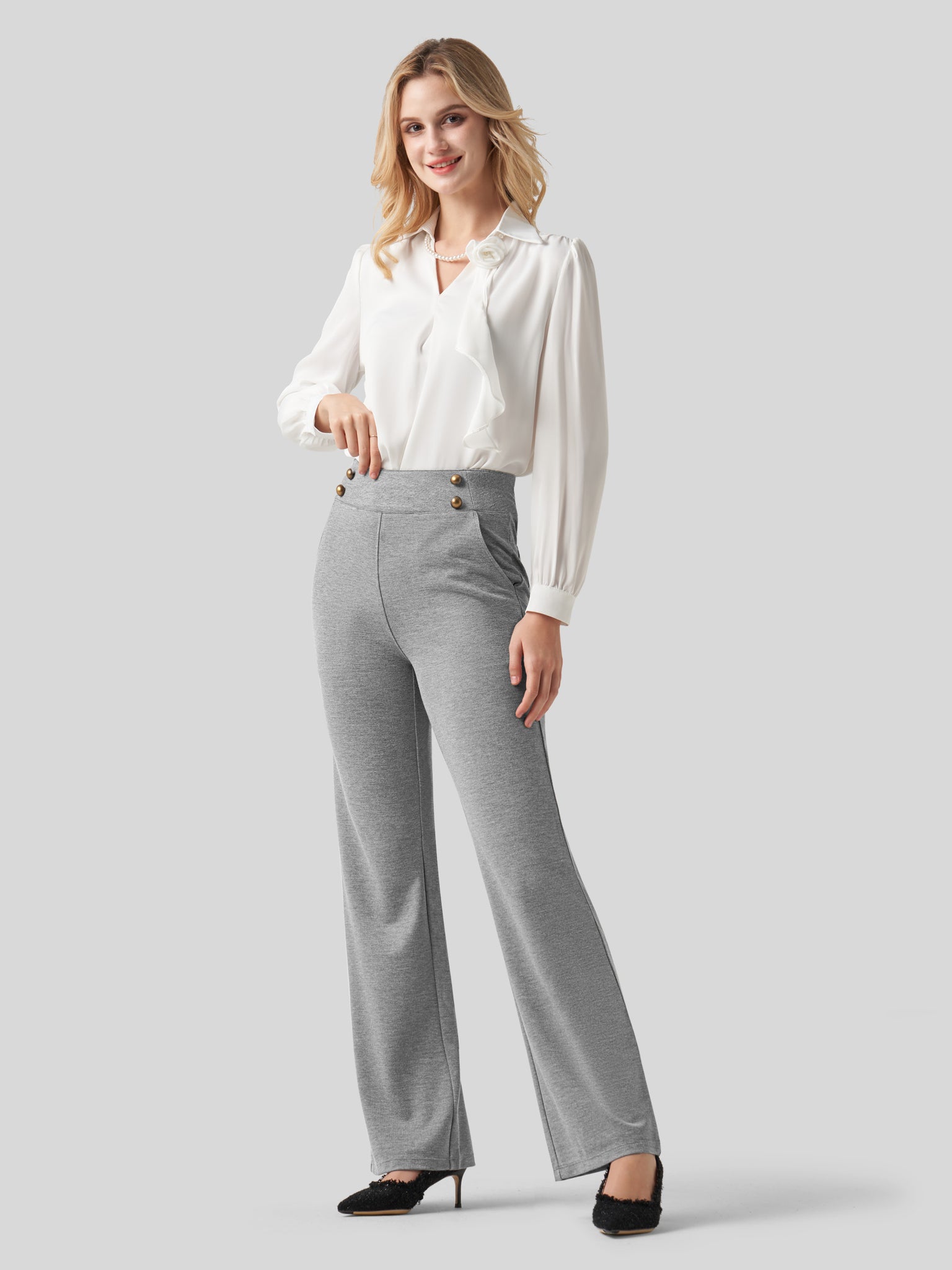 Women's Smooth Wide Leg Dress Pants 31 Inch