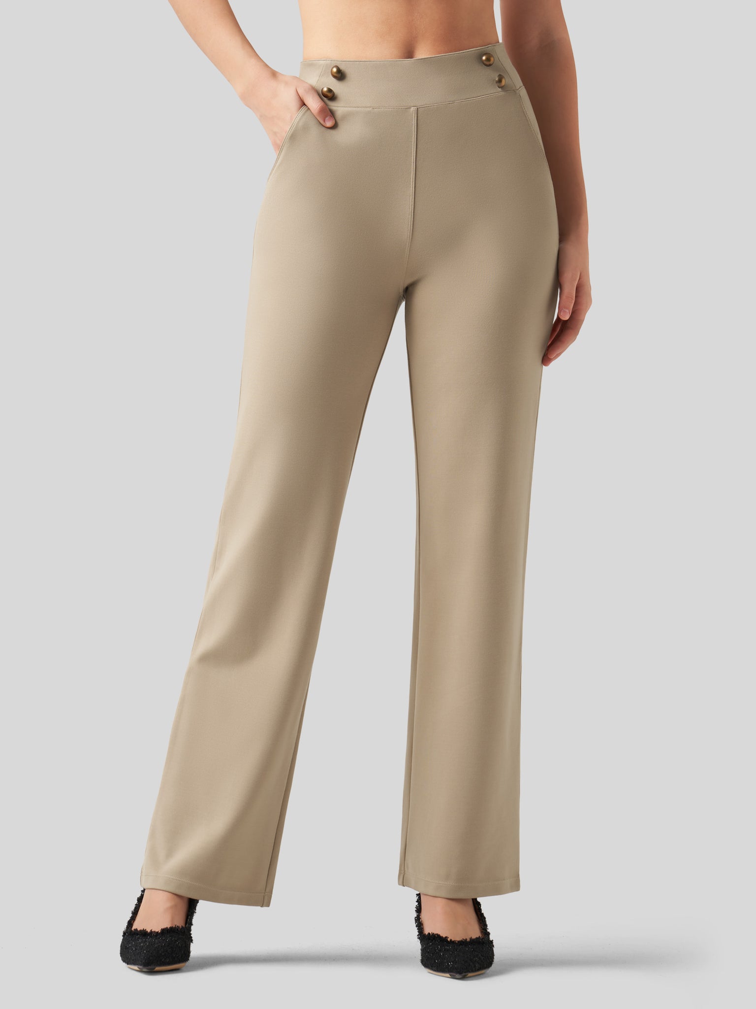 Women's Smooth Wide Leg Dress Pants 31 Inch