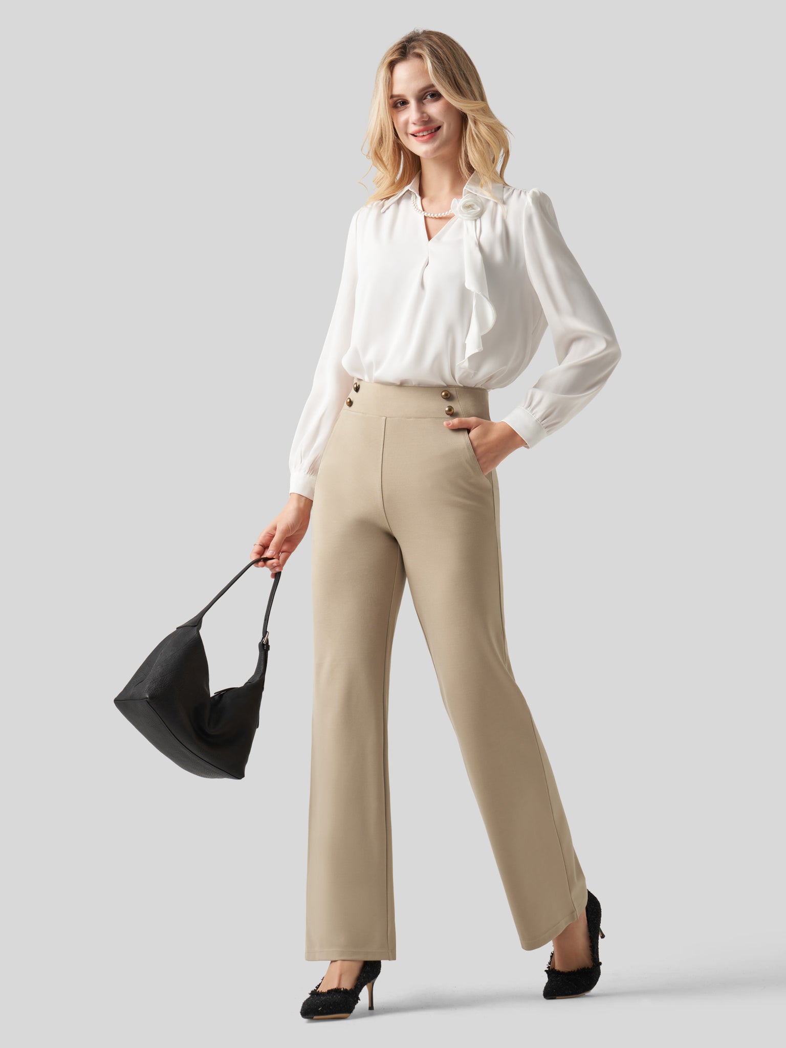 Women's Smooth Wide Leg Dress Pants 31 Inch