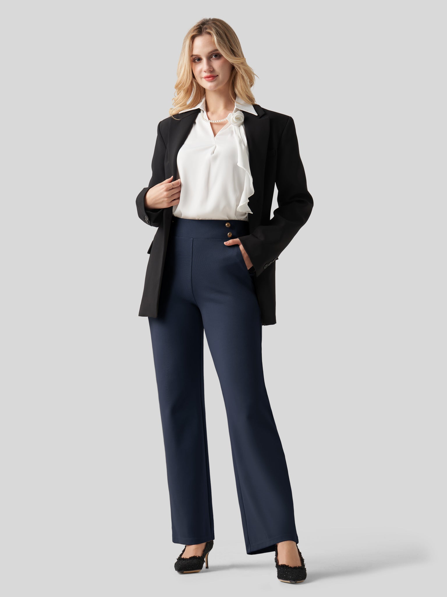 Women's Smooth Wide Leg Dress Pants 31 Inch