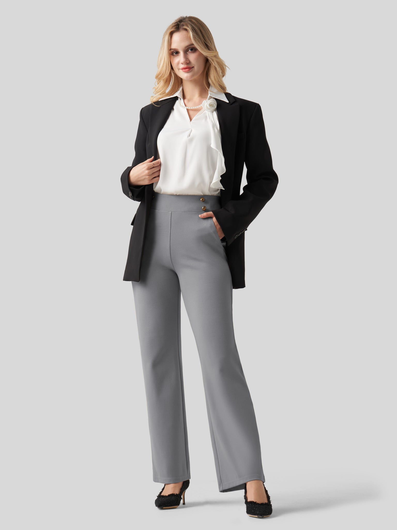 Women's Smooth Wide Leg Dress Pants 31 Inch