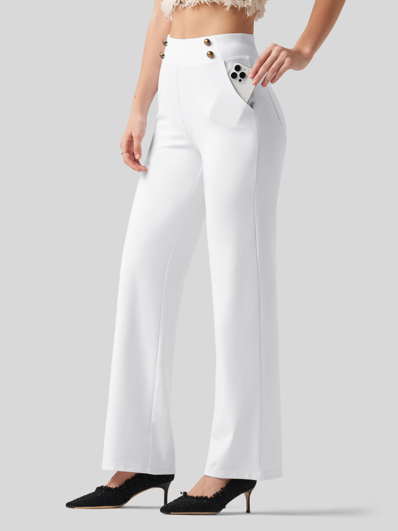 Women's Smooth Wide Leg Dress Pants 31 Inch