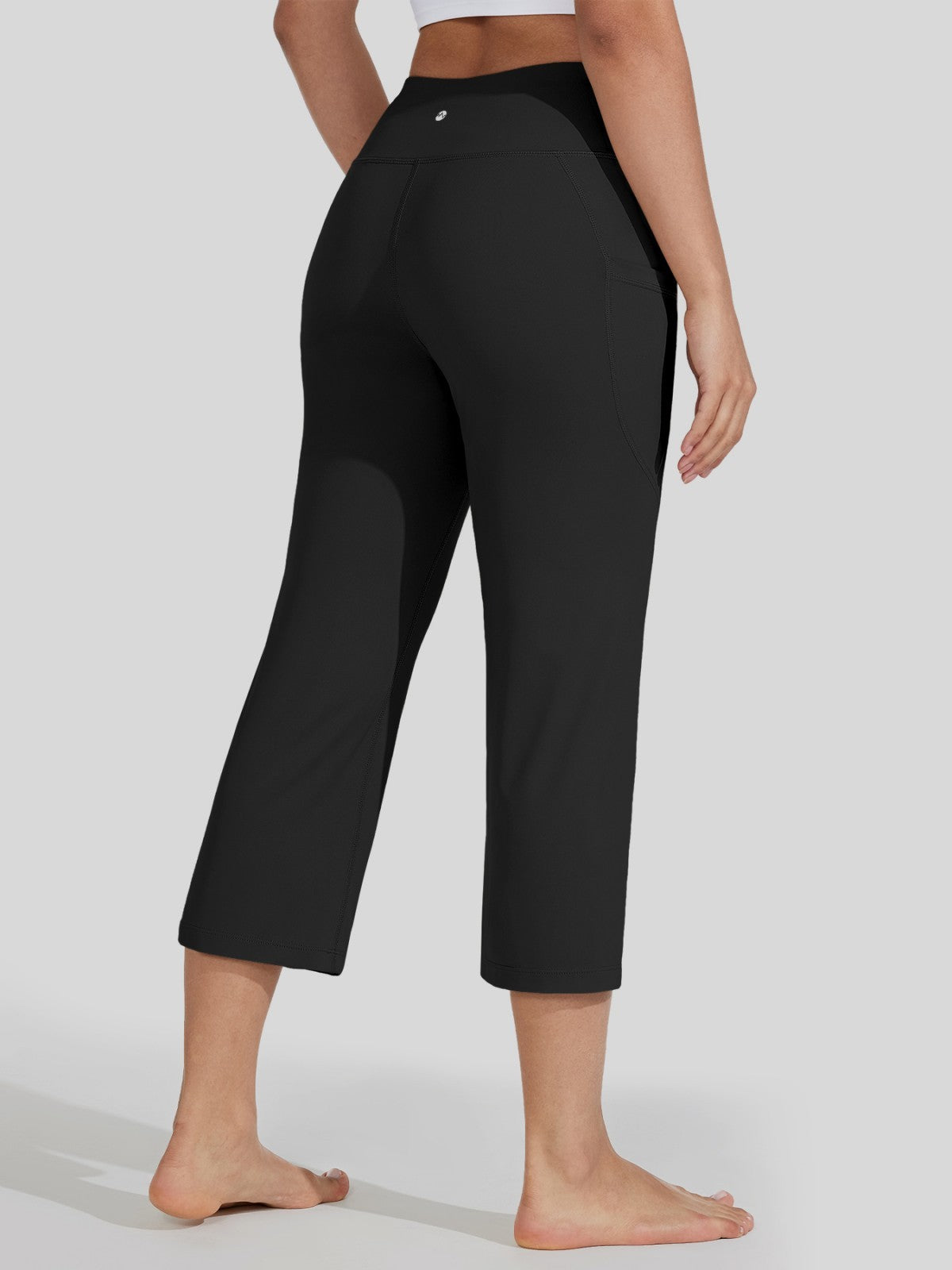 Willit Women's Straight Leg Capris Pants_balck