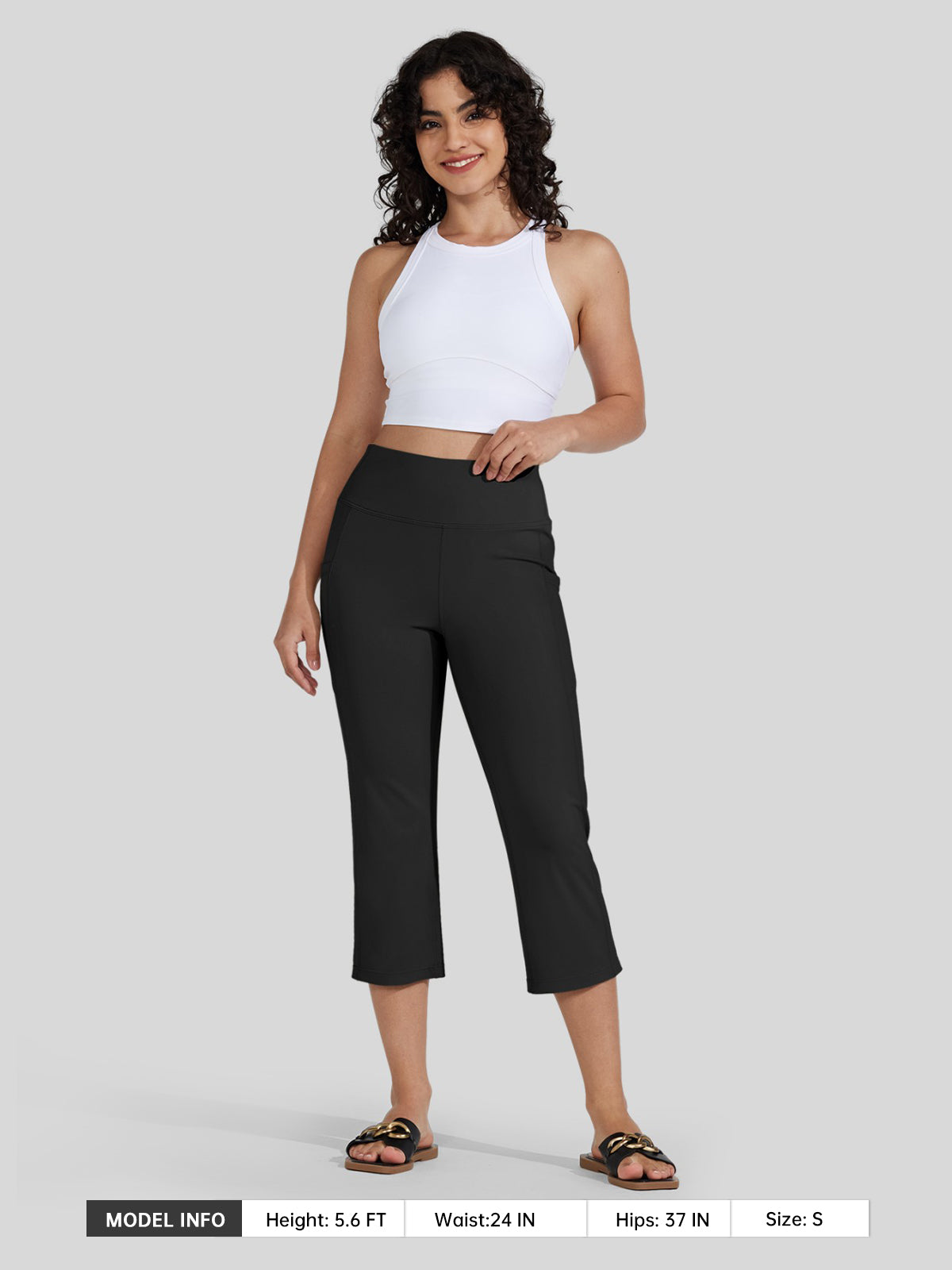 Willit Women's Straight Leg Capris Pants_balck