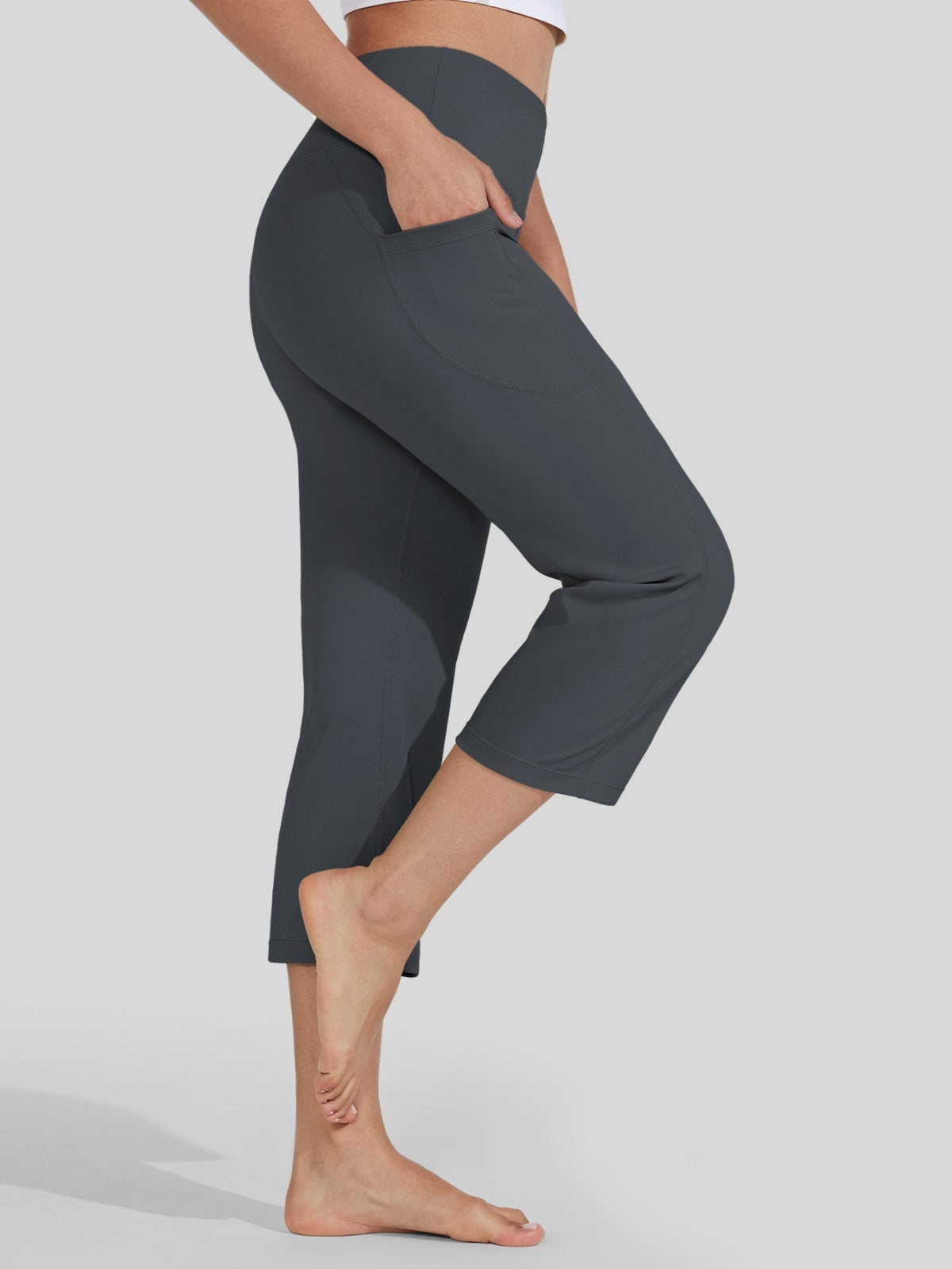 Willit Women's Straight Leg Capris Pants_deep gray