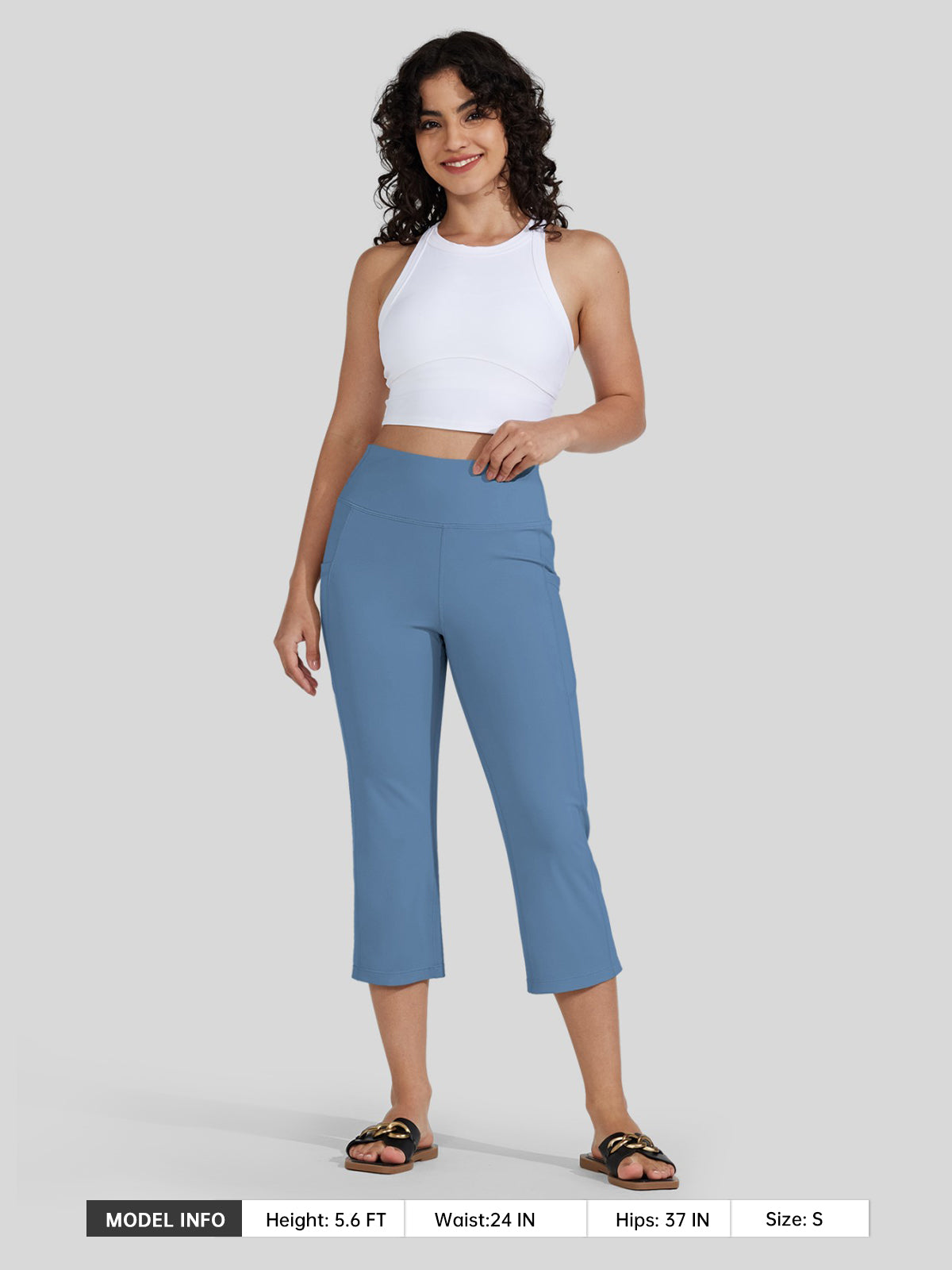 Willit Women's Straight Leg Capris Pants_lake blue