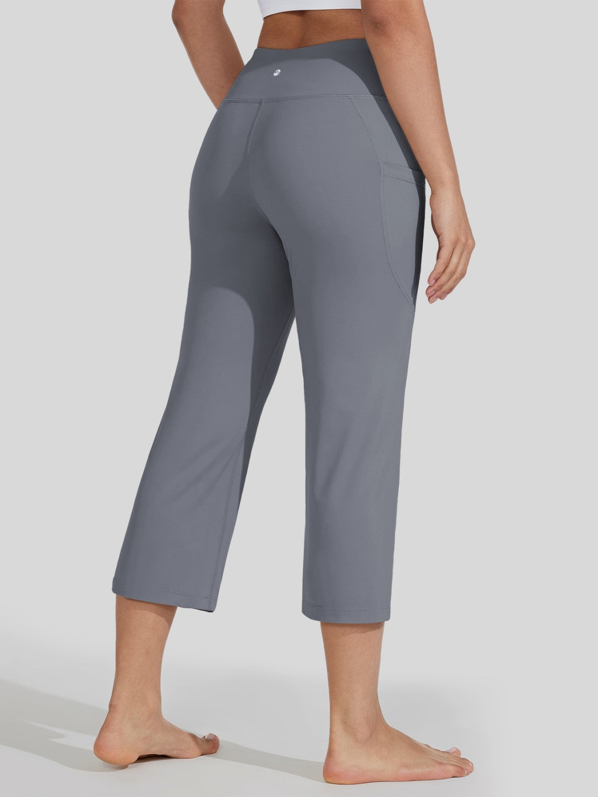 Willit Women's Straight Leg Capris Pants_light gray