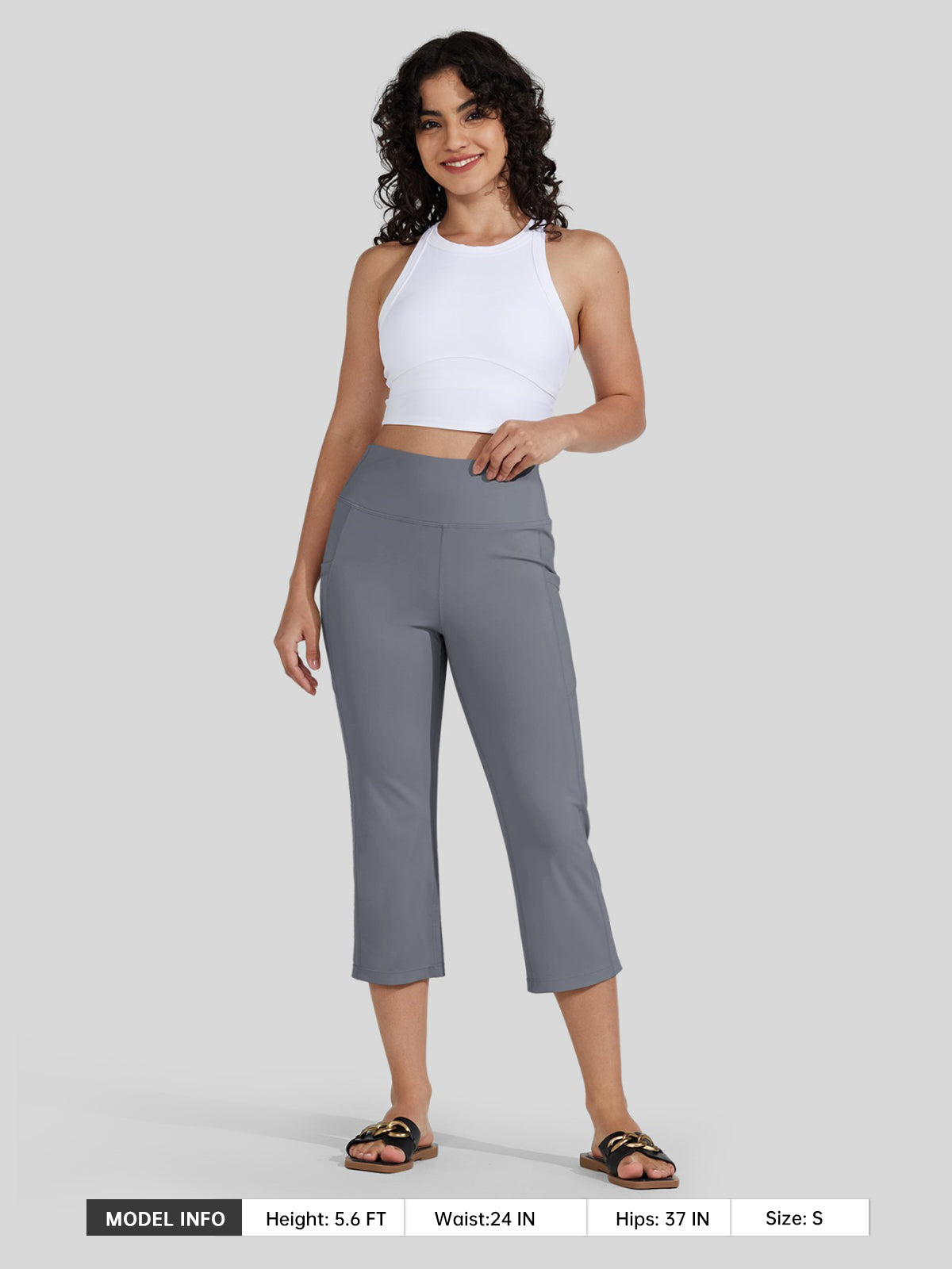 Willit Women's Straight Leg Capris Pants_light gray