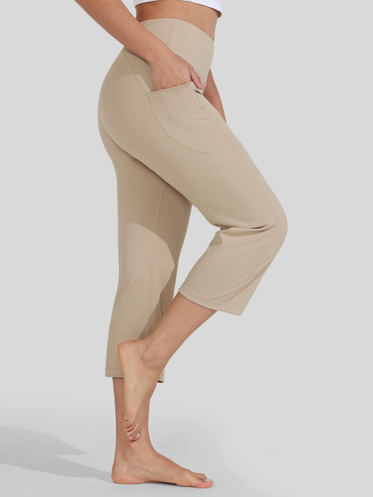 Willit Women's Straight Leg Capris Pants_light khaki