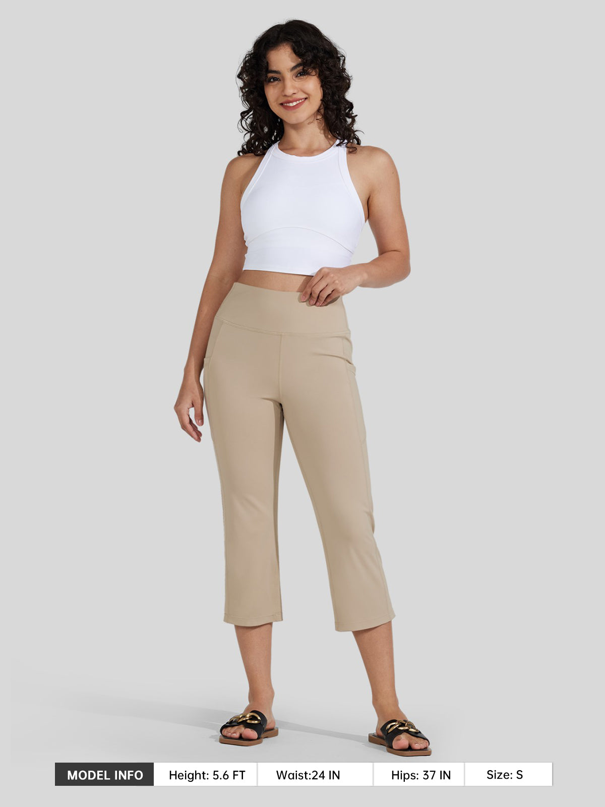 Willit Women's Straight Leg Capris Pants_light khaki
