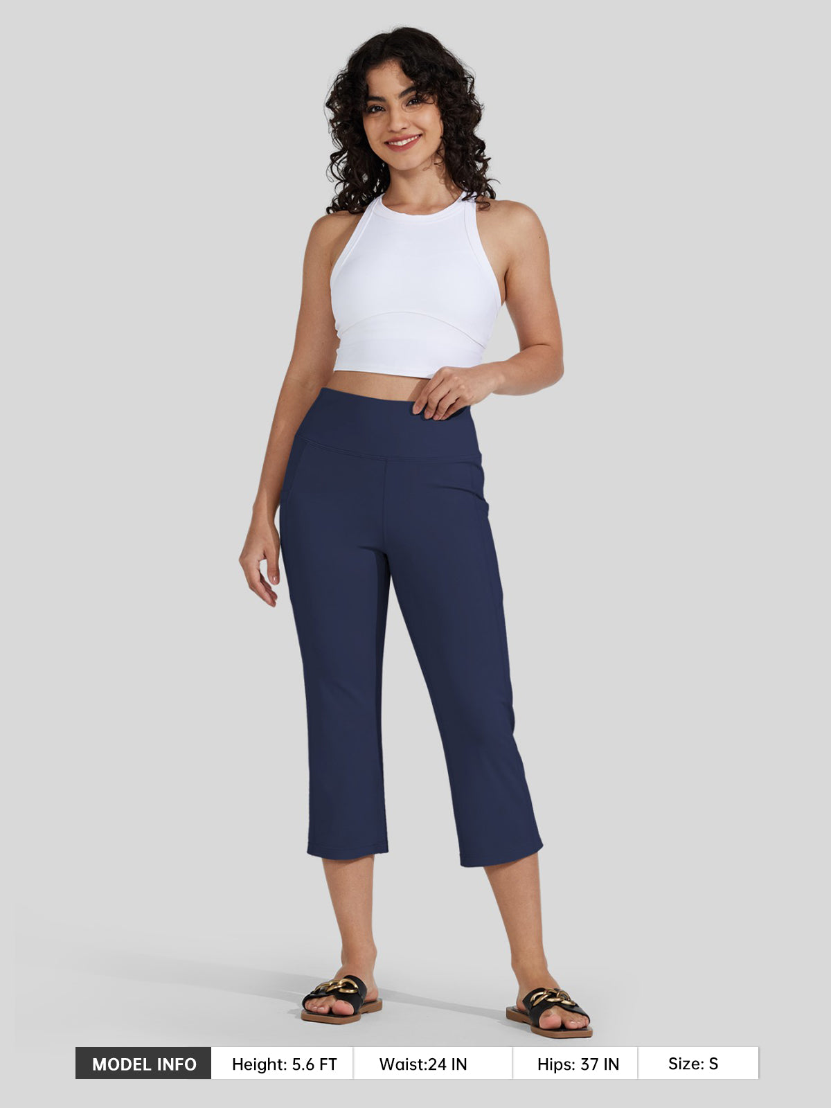 Willit Women's Straight Leg Capris Pants_navy