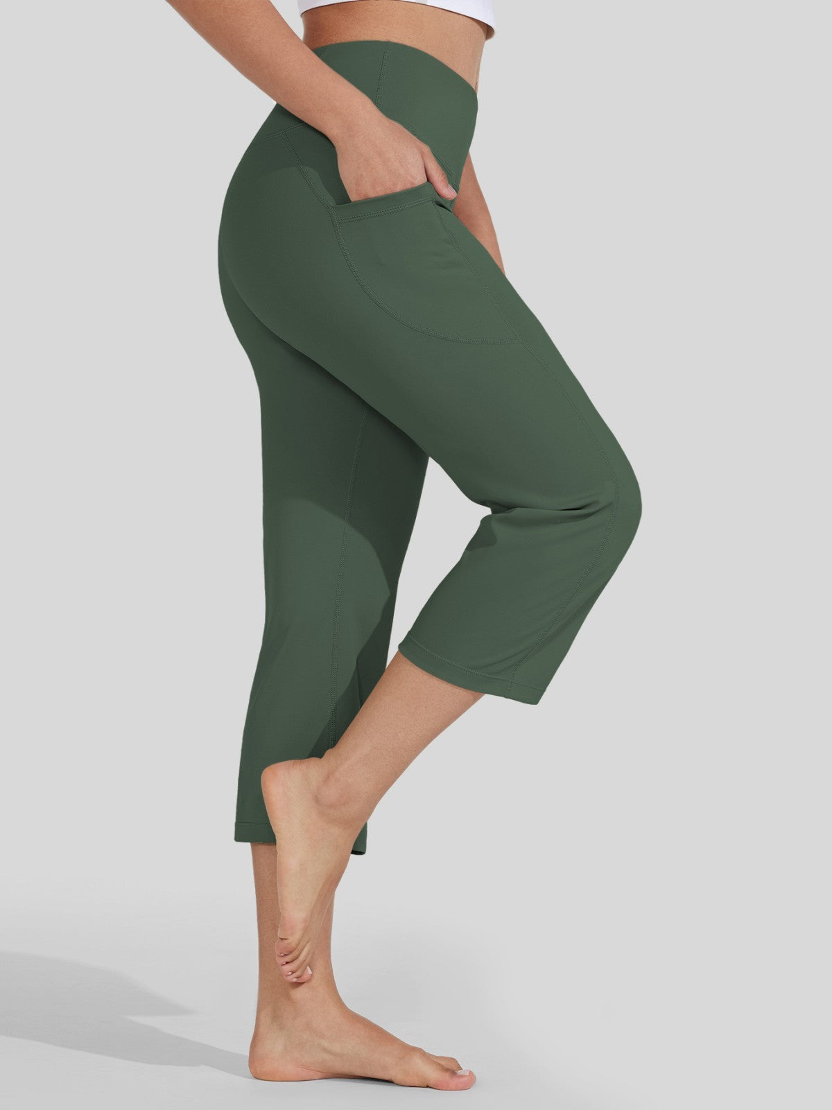 Willit Women's Straight Leg Capris Pants_olive