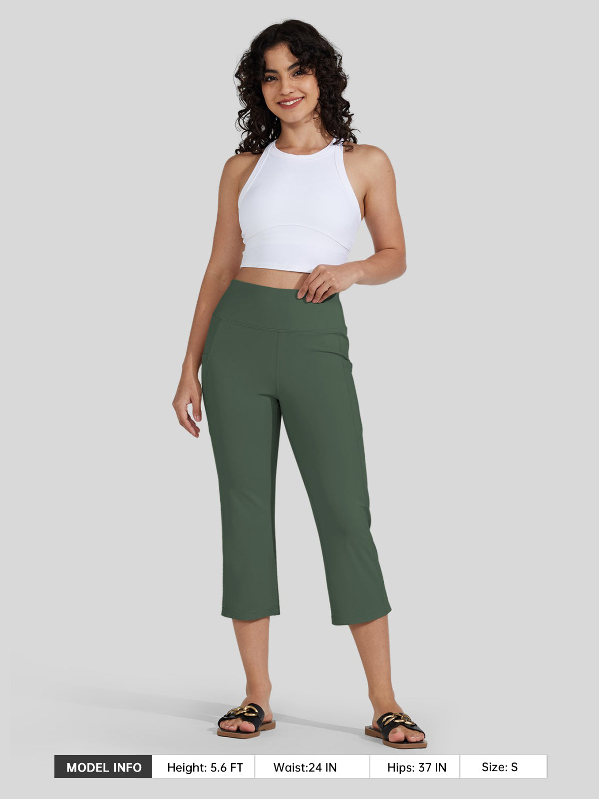 Willit Women's Straight Leg Capris Pants_olive