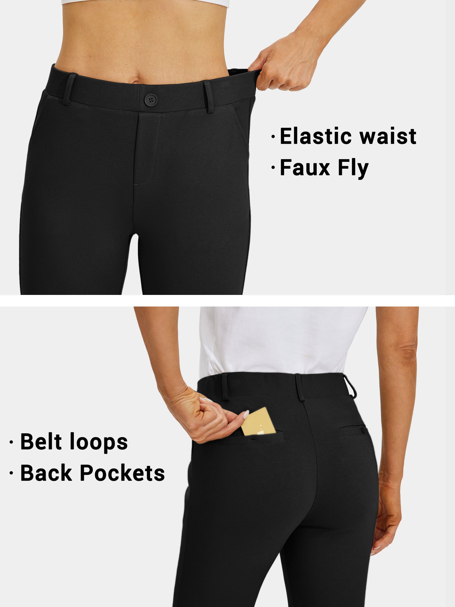 Women's Stretch Capri Yoga Dress Pants_Black_model4