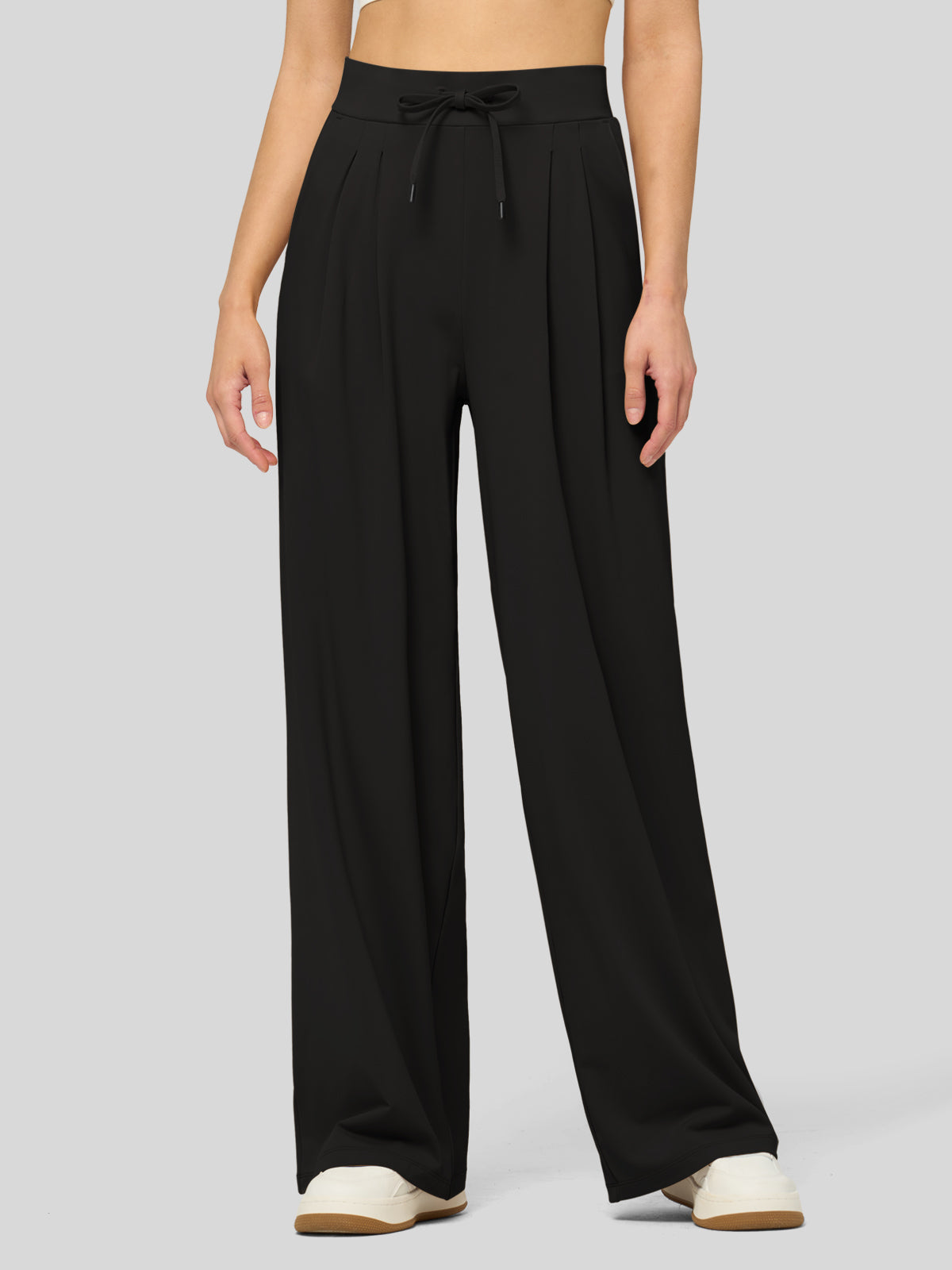 willit Women's Stretchy Wide Leg Slacks-28 Inch - black