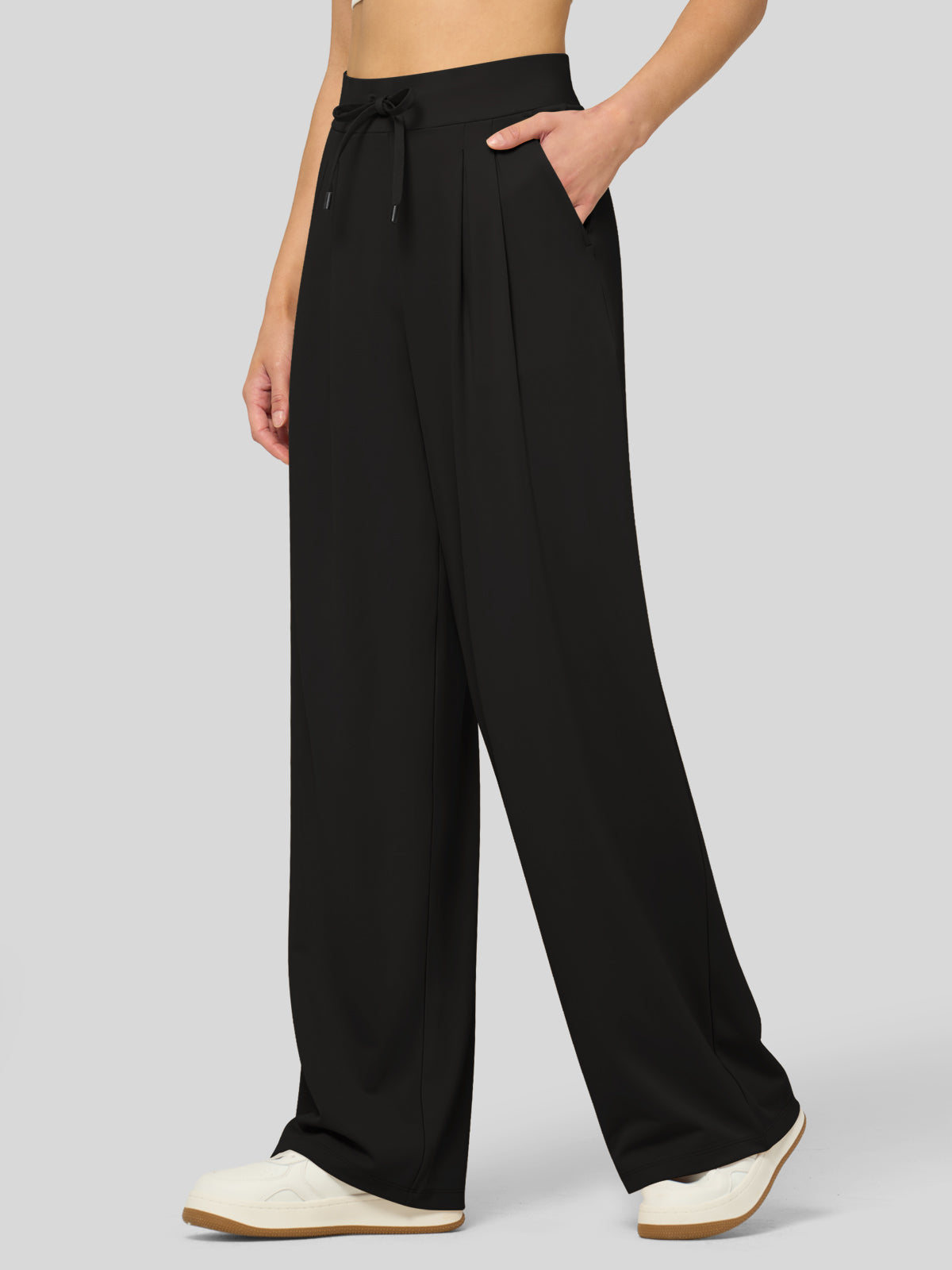 willit Women's Stretchy Wide Leg Slacks-28 Inch - black