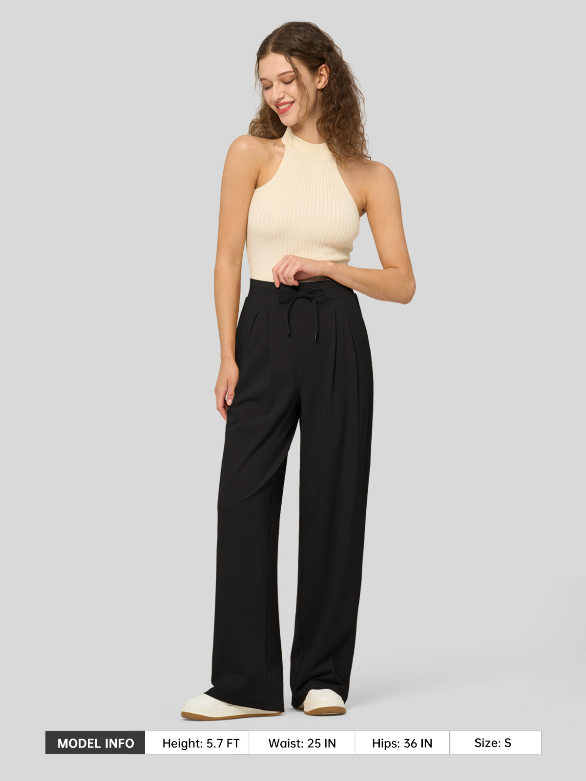 willit Women's Stretchy Wide Leg Slacks-28 Inch - black