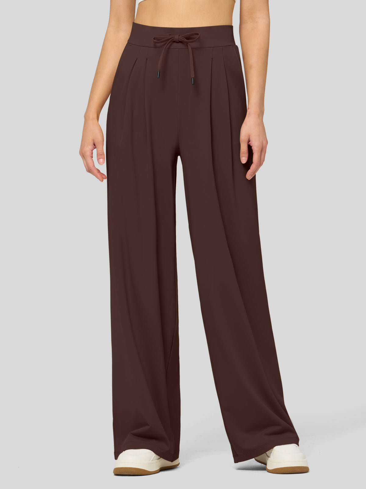 willit Women's Stretchy Wide Leg Slacks-28 Inch - brown