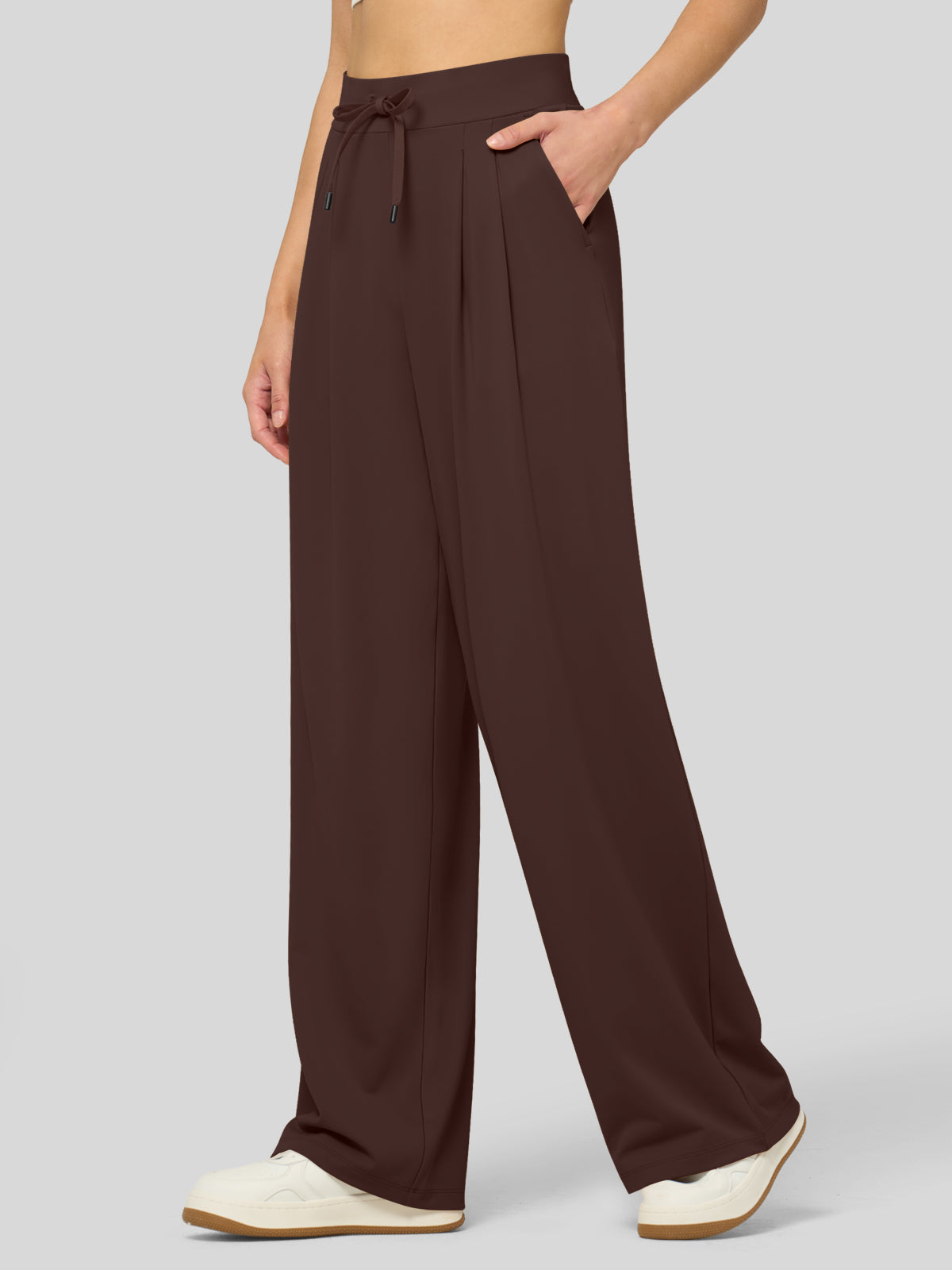 willit Women's Stretchy Wide Leg Slacks-28 Inch - brown