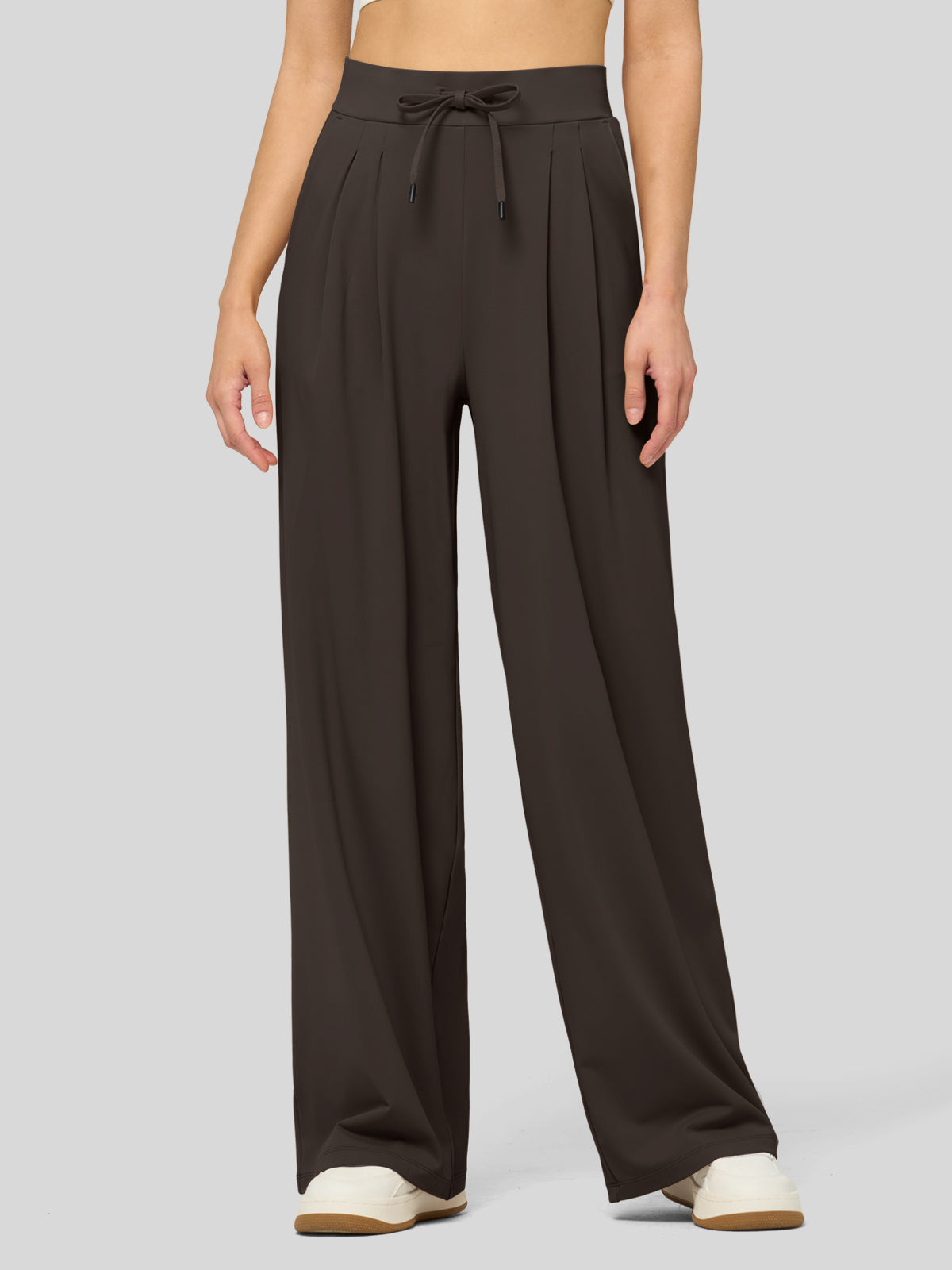 willit Women's Stretchy Wide Leg Slacks-28 Inch - coffee