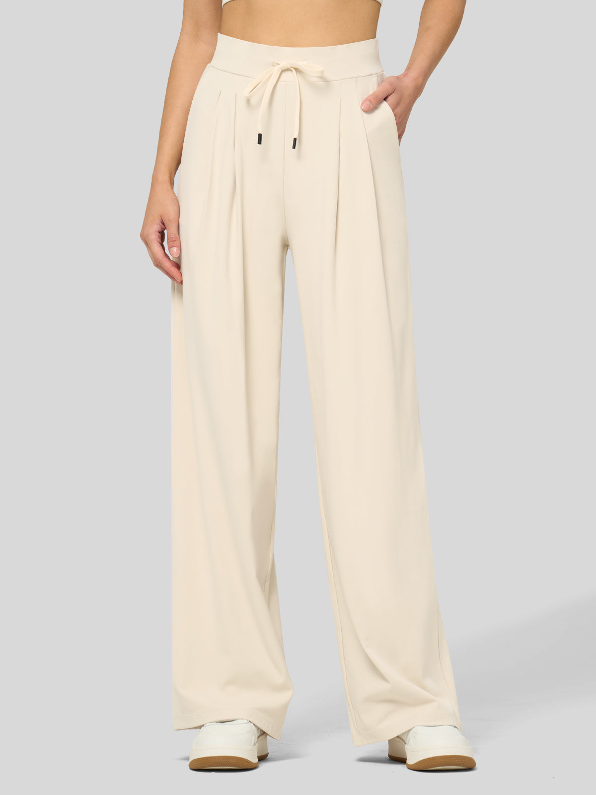 willit Women's Stretchy Wide Leg Slacks-28 Inch - cream