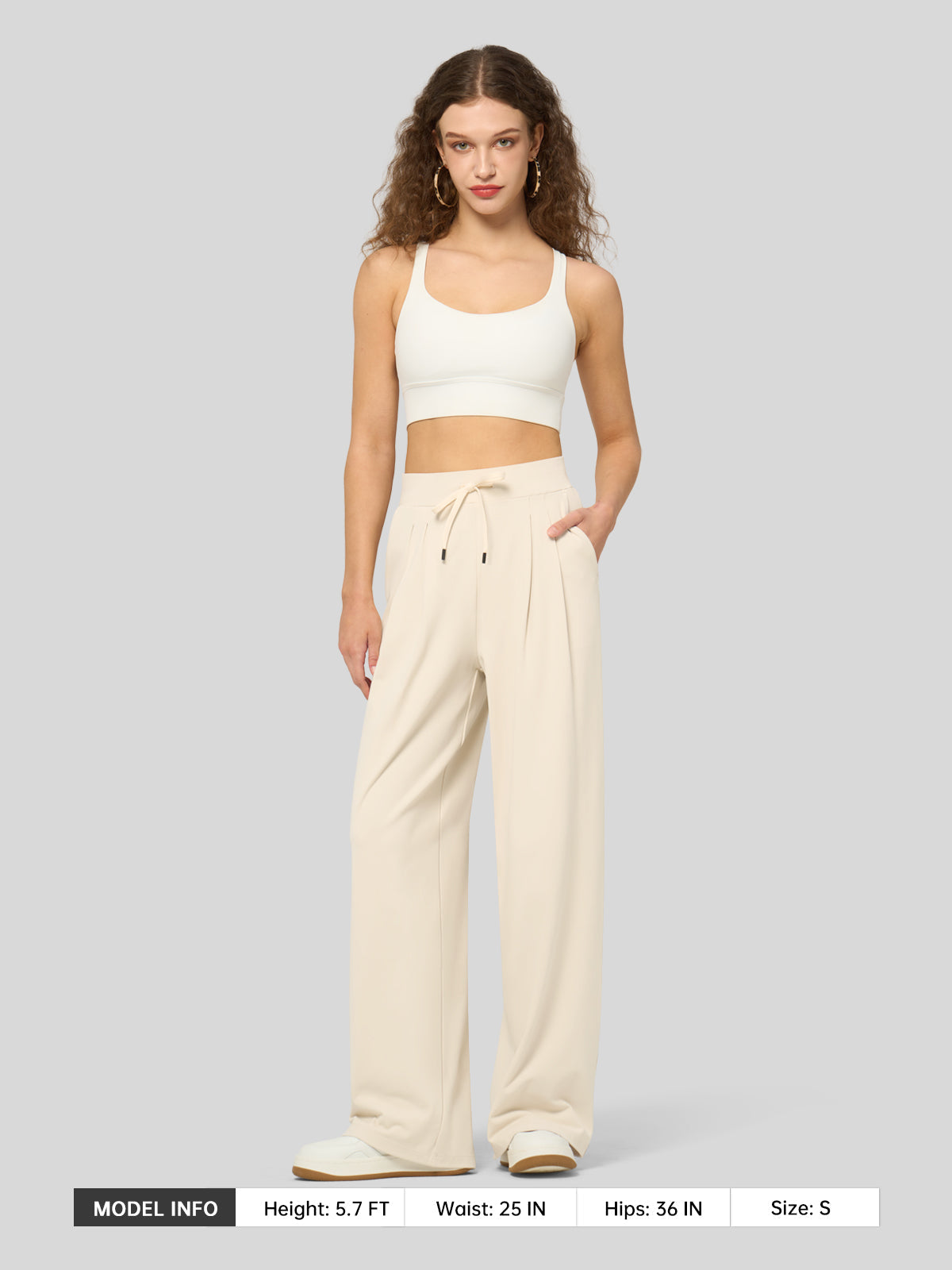 willit Women's Stretchy Wide Leg Slacks-28 Inch - cream