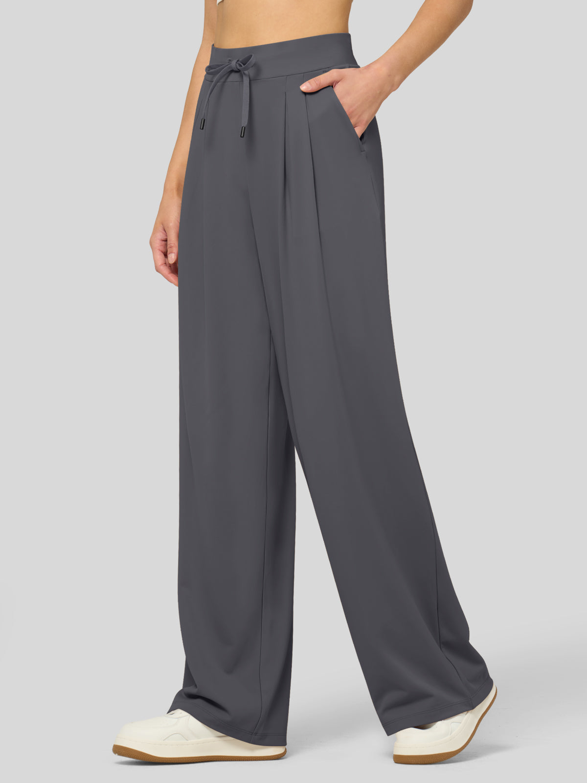 willit Women's Stretchy Wide Leg Slacks-28 Inch - deepgray