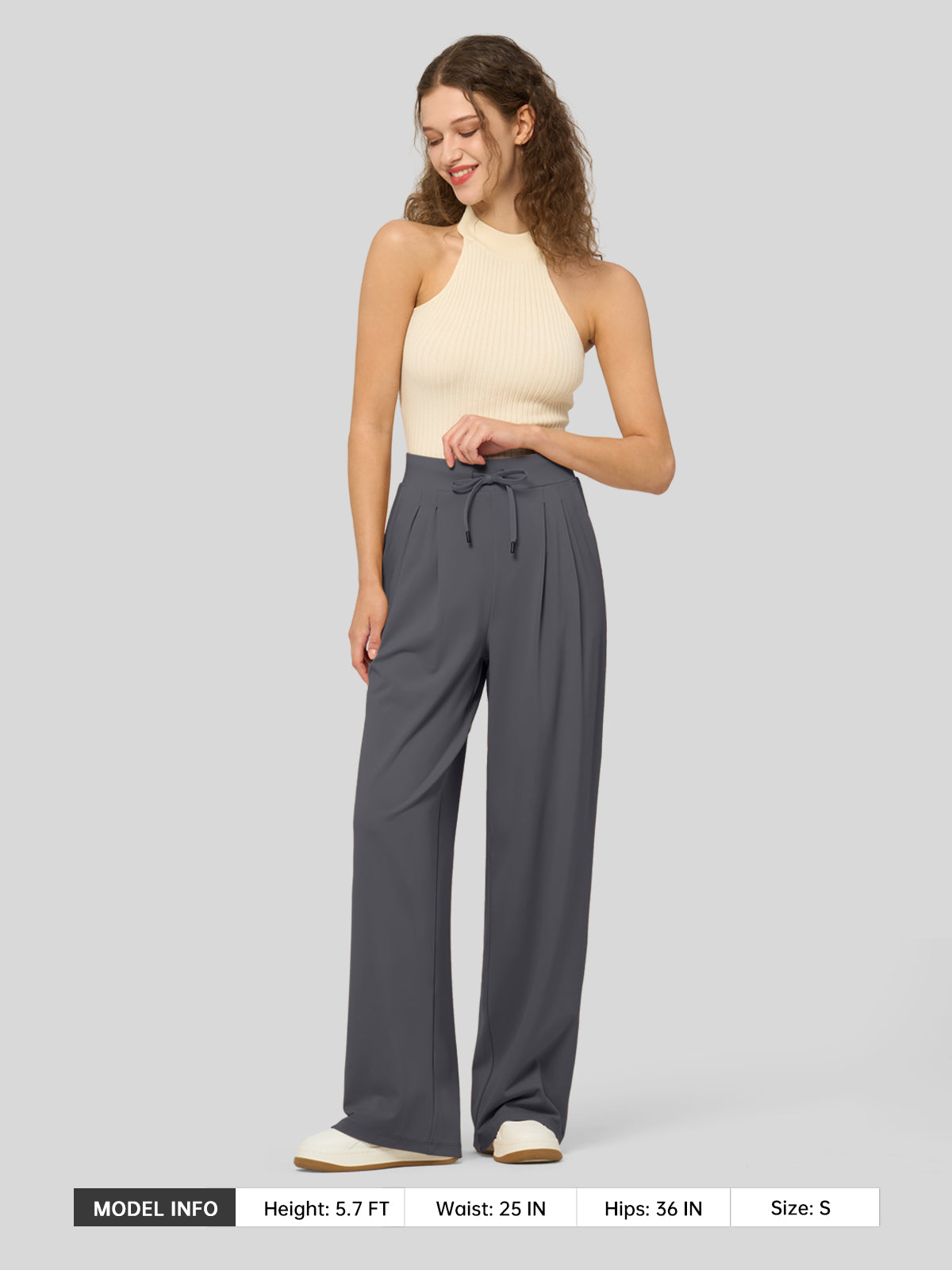 willit Women's Stretchy Wide Leg Slacks-28 Inch - deepgray