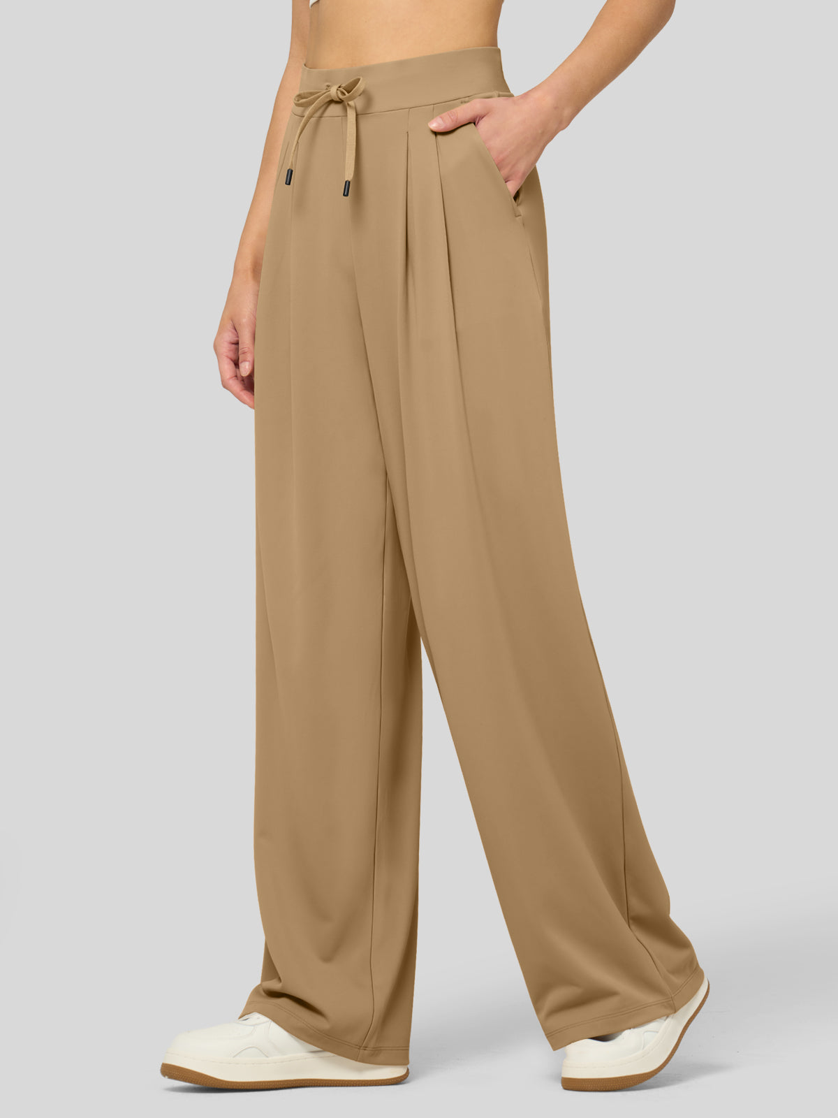 willit Women's Stretchy Wide Leg Slacks-28 Inch - deepkhaki