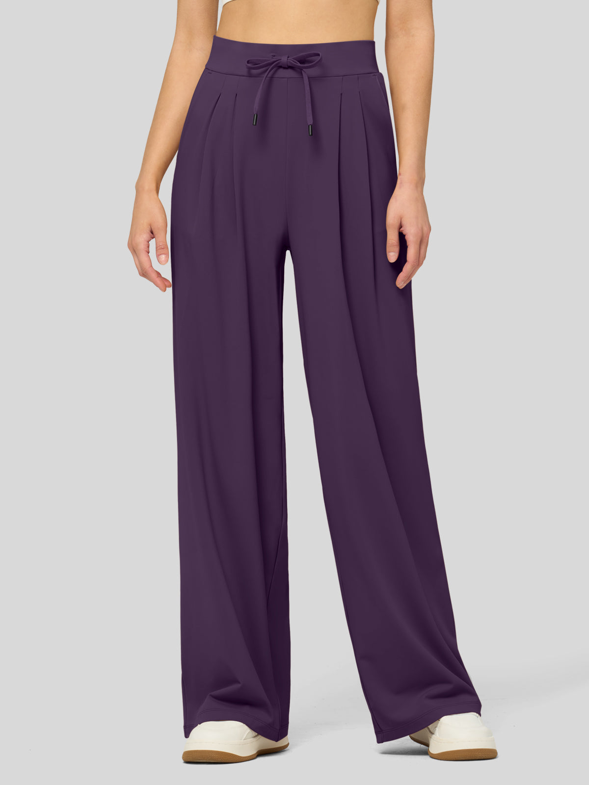 willit Women's Stretchy Wide Leg Slacks-28 Inch - deeppurle
