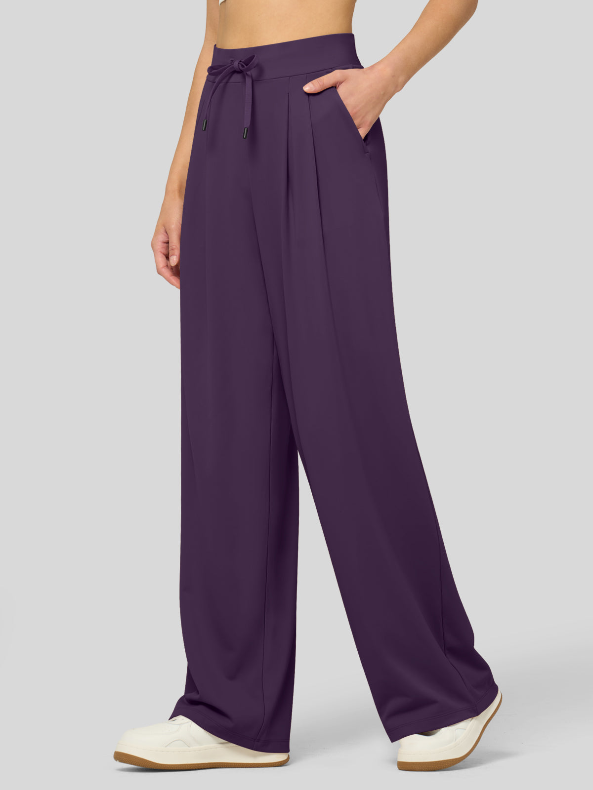 willit Women's Stretchy Wide Leg Slacks-28 Inch - deeppurle