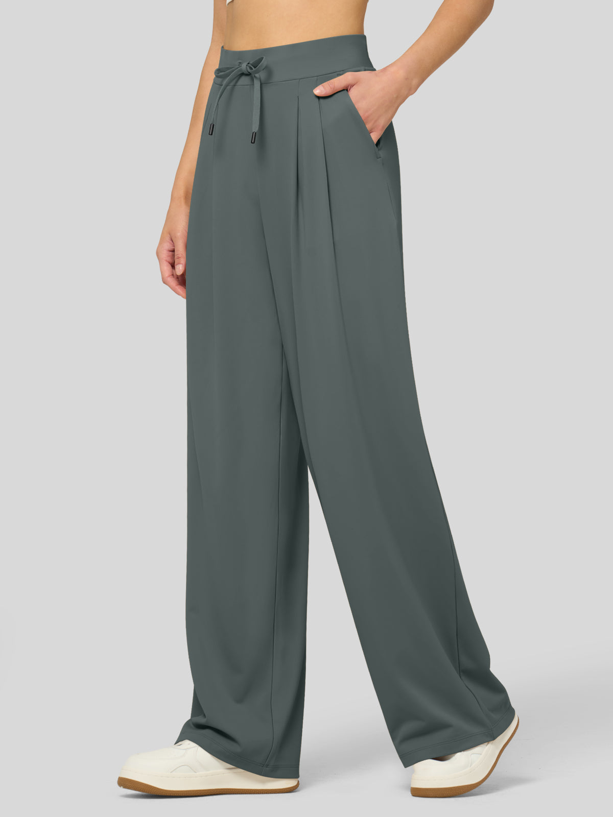 willit Women's Stretchy Wide Leg Slacks-28 Inch - firgreen