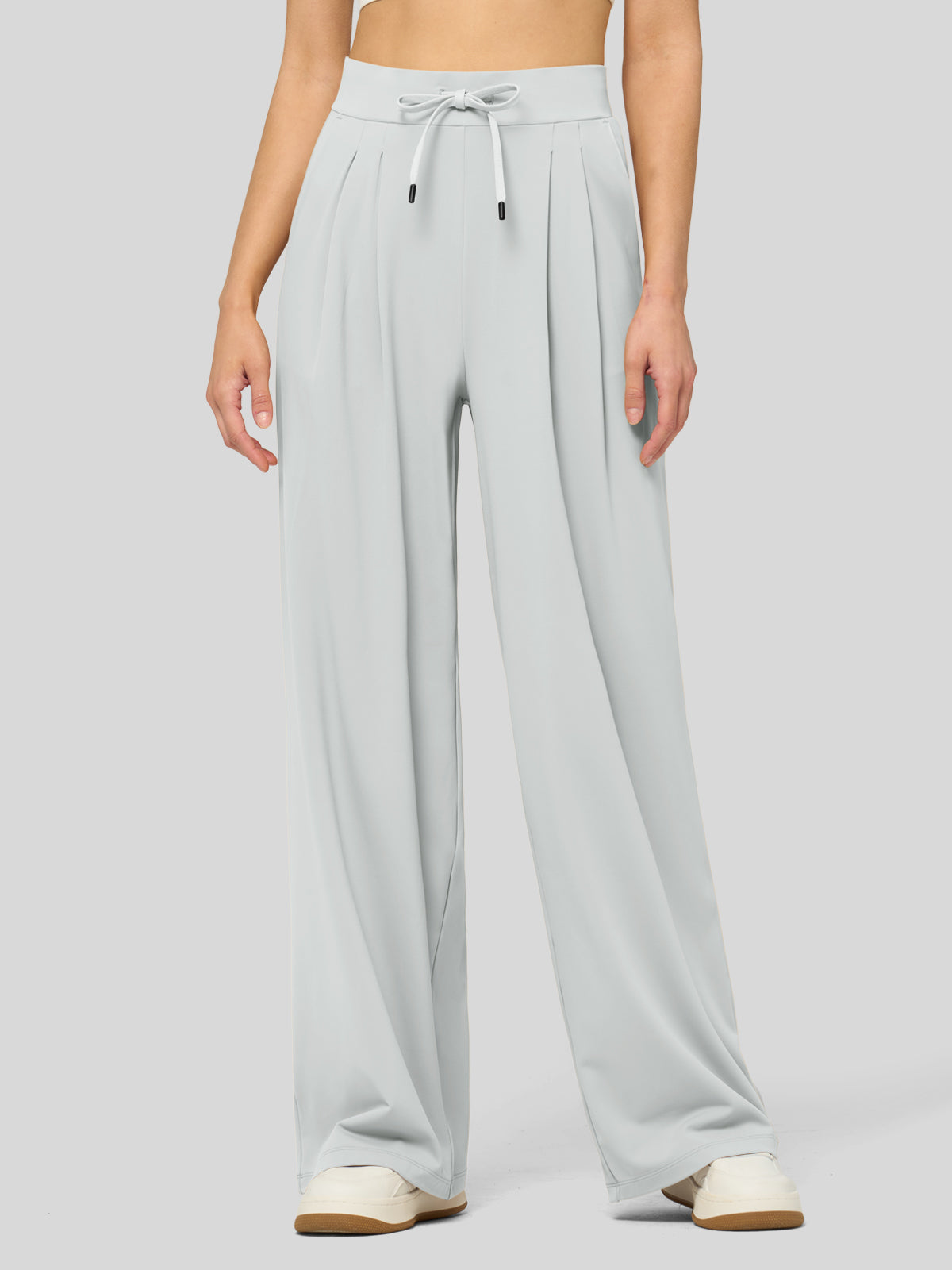 willit Women's Stretchy Wide Leg Slacks-28 Inch - lightgray