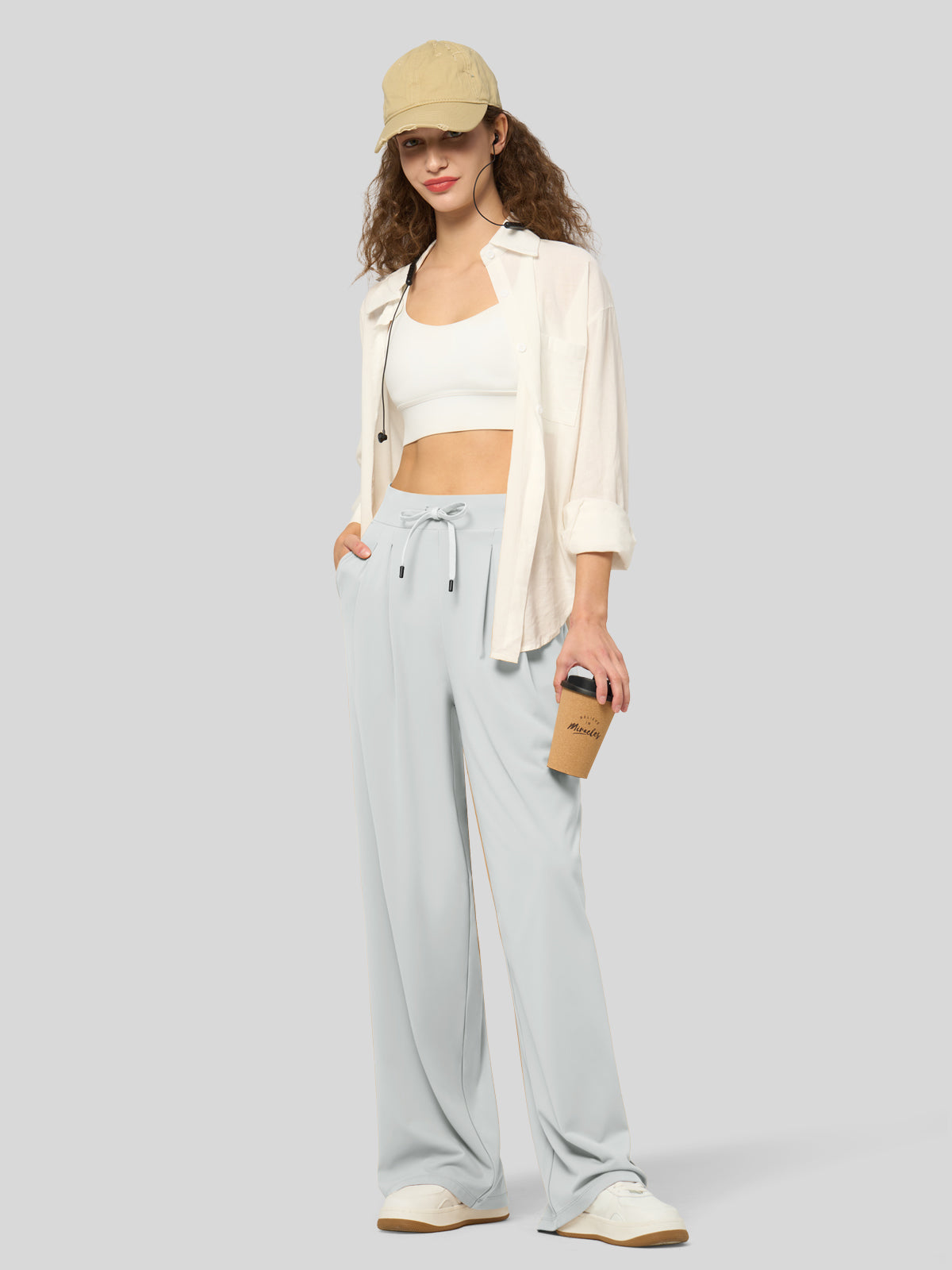 willit Women's Stretchy Wide Leg Slacks-28 Inch - lightgray