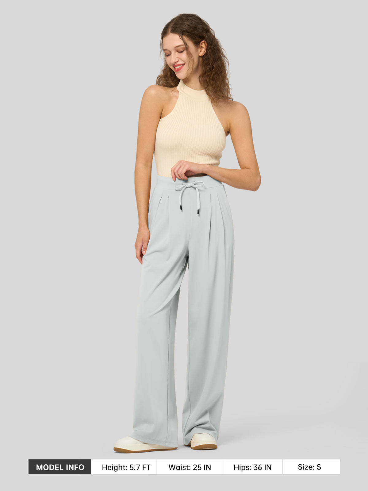 willit Women's Stretchy Wide Leg Slacks-28 Inch - lightgray