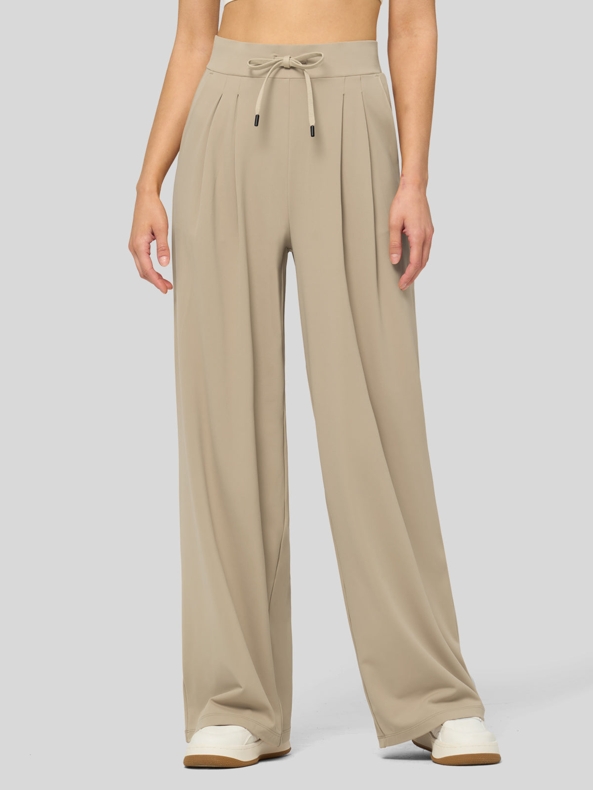 willit Women's Stretchy Wide Leg Slacks-28 Inch - lightkhaki
