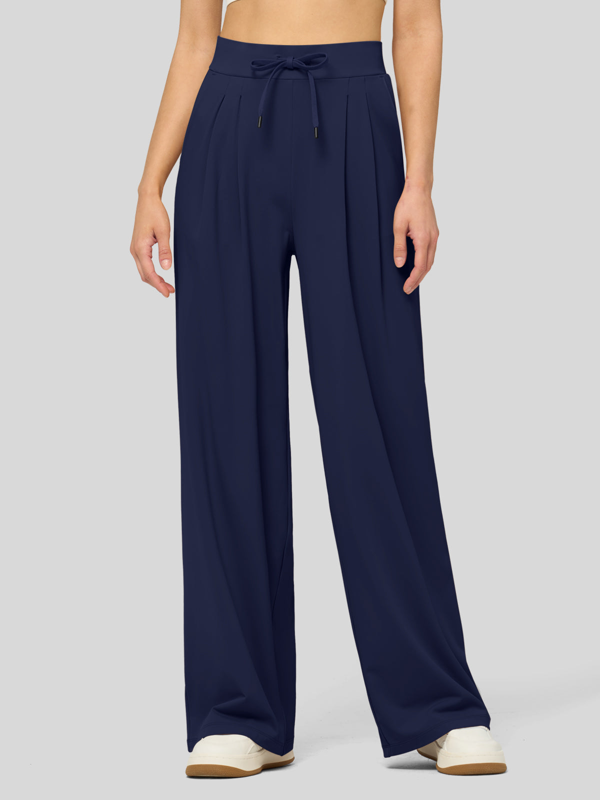 willit Women's Stretchy Wide Leg Slacks-28 Inch - navy