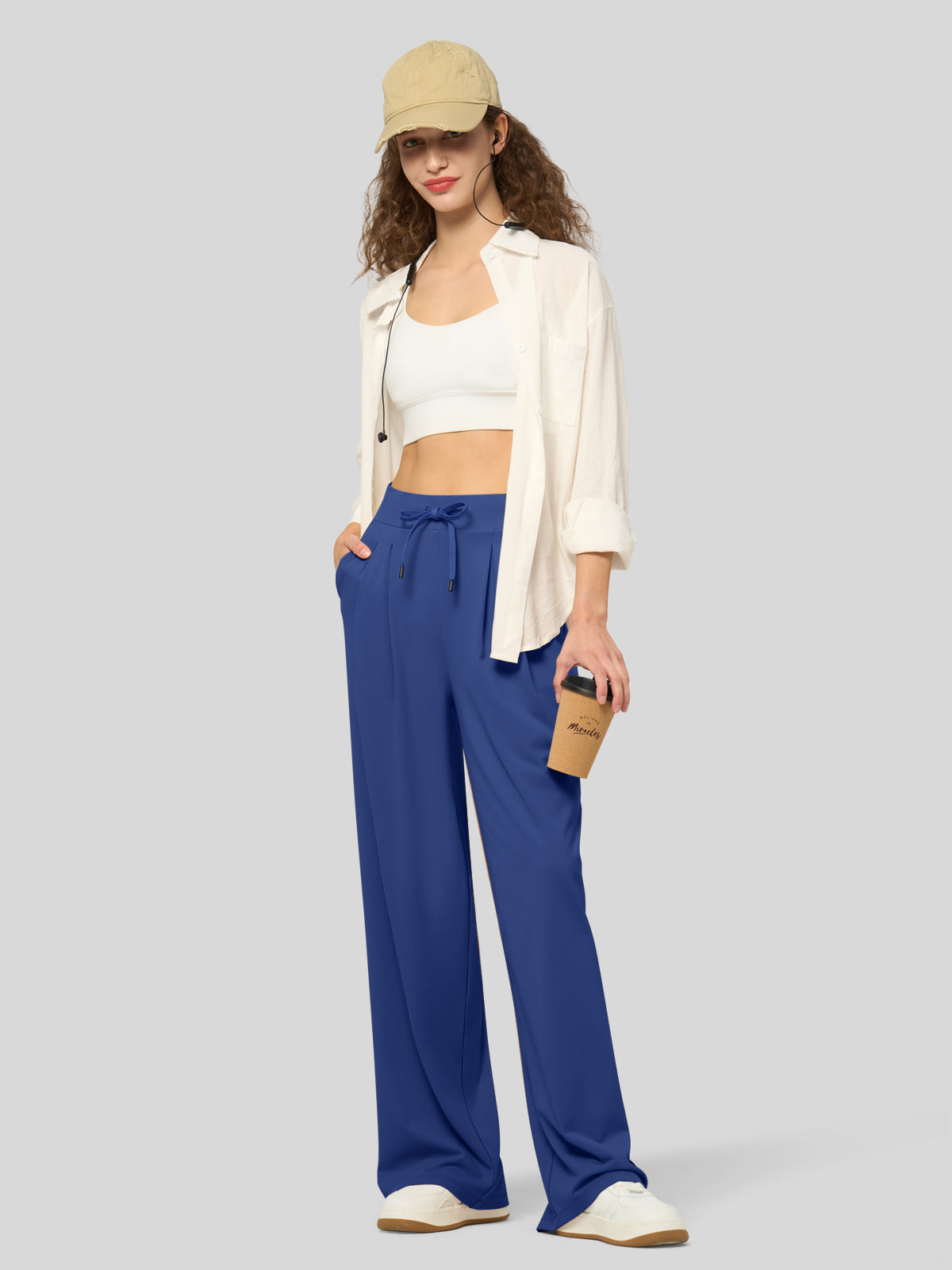 willit Women's Stretchy Wide Leg Slacks-28 Inch - royalblue