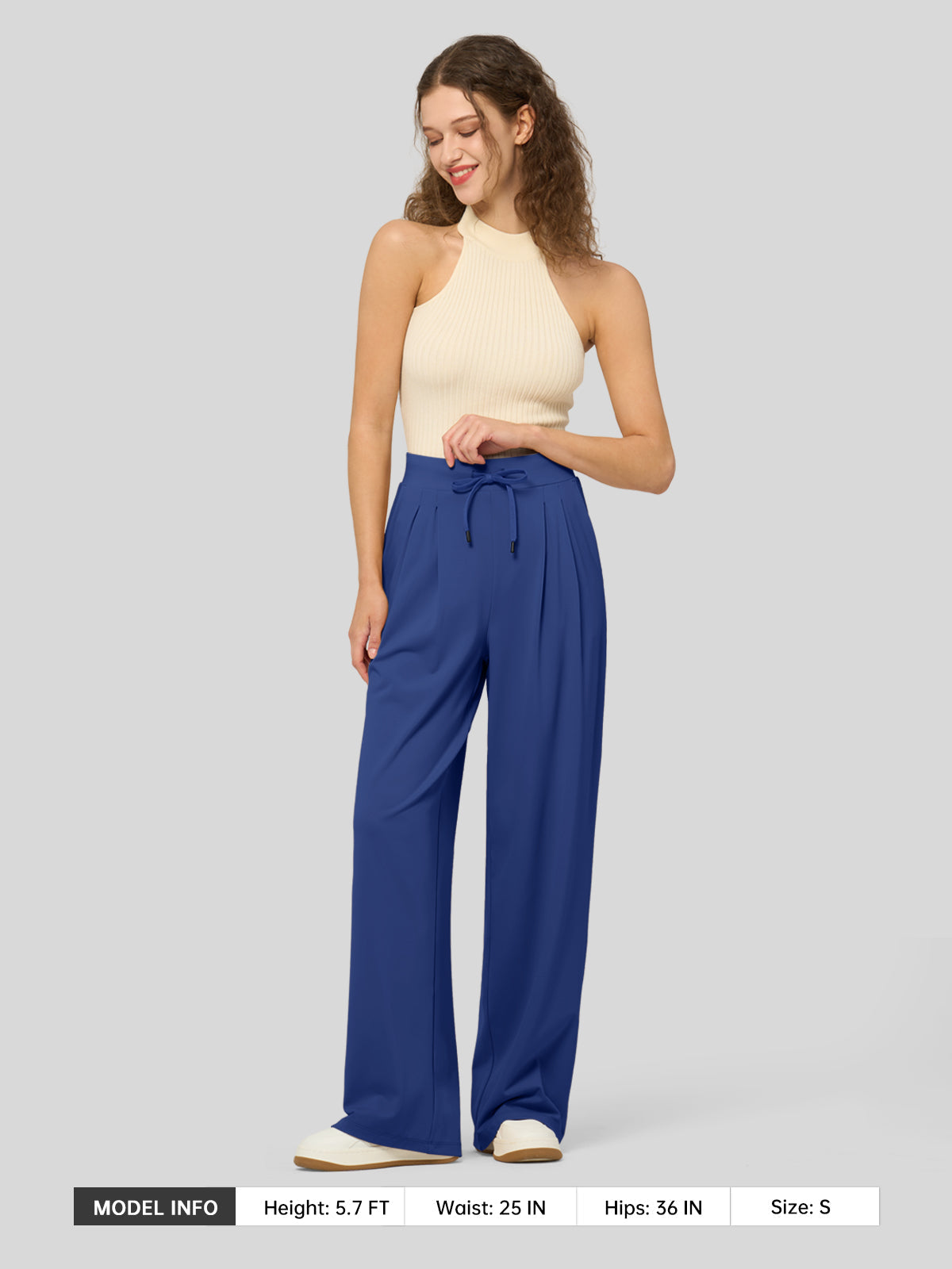 willit Women's Stretchy Wide Leg Slacks-28 Inch - royalblue