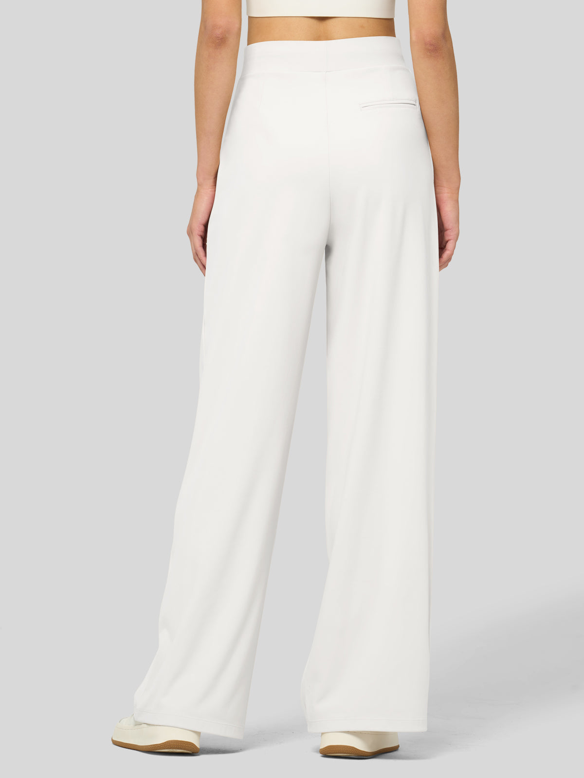 willit Women's Stretchy Wide Leg Slacks-28 Inch - white