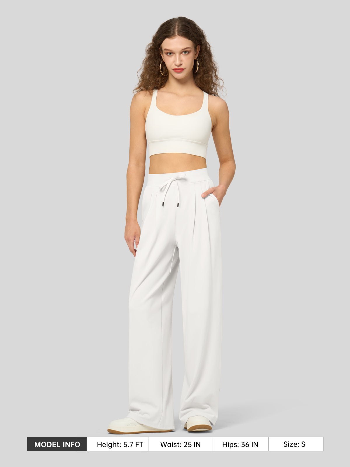 willit Women's Stretchy Wide Leg Slacks-28 Inch - white
