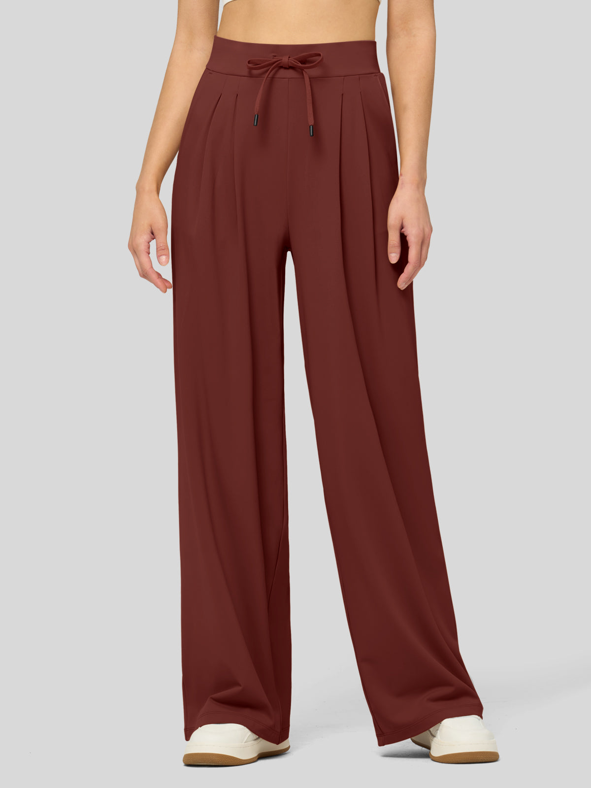 willit Women's Stretchy Wide Leg Slacks-28 Inch - winered