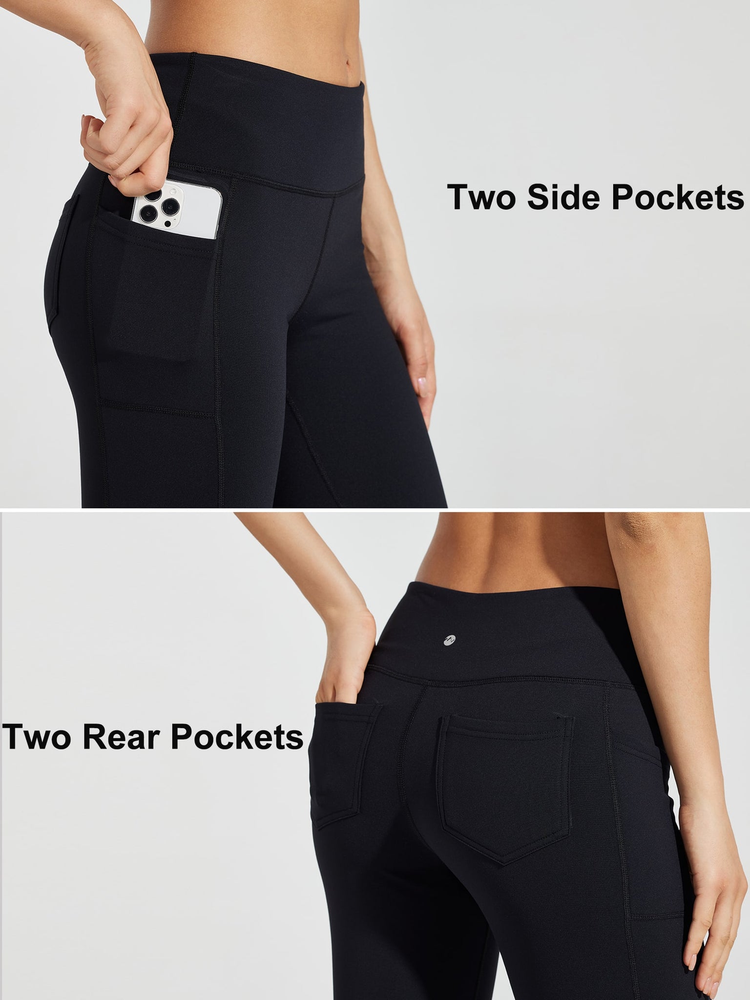 Women's Fleece Lined Bootcut Yoga Pants_Black_detail