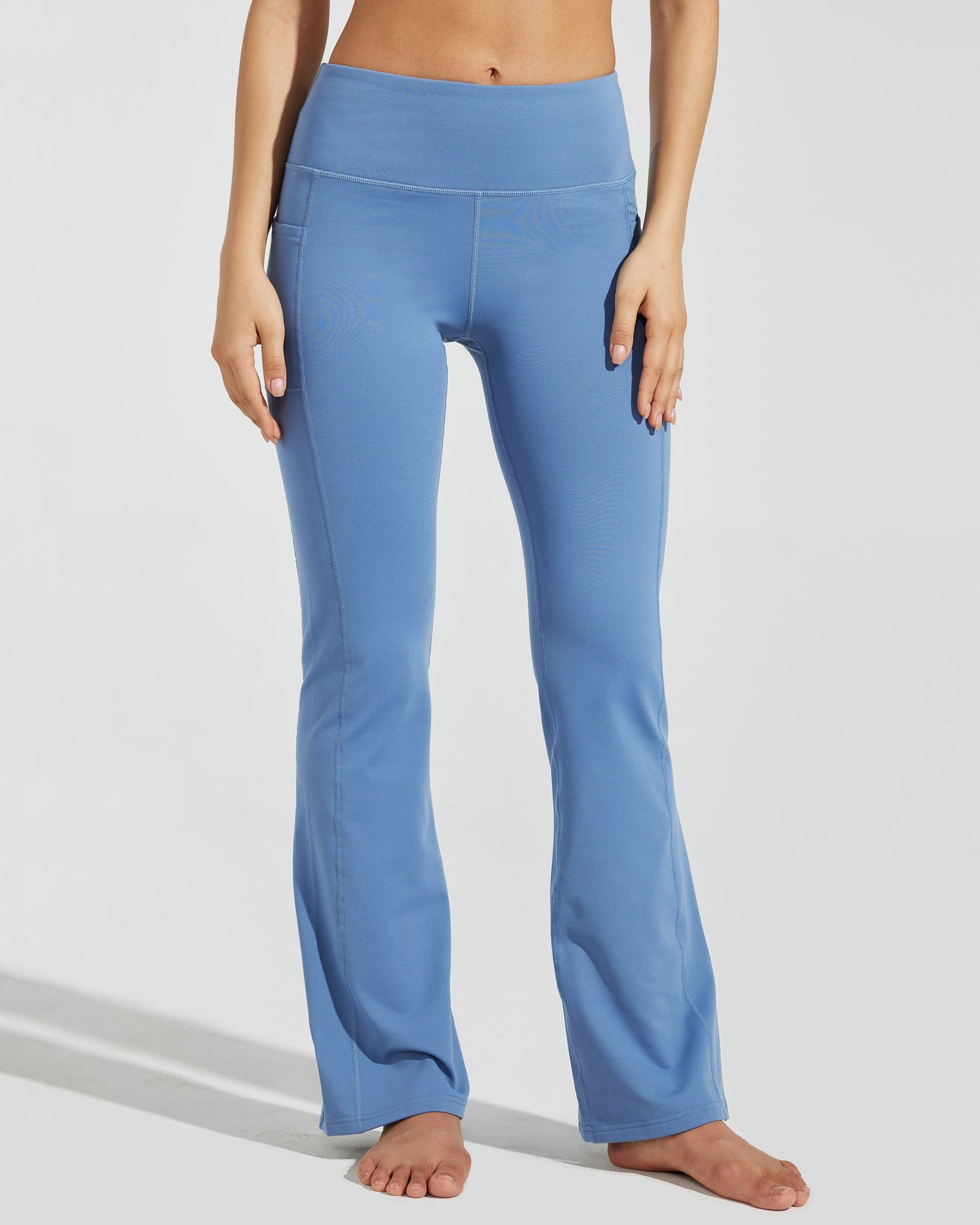 Women's Fleece Lined Bootcut Yoga Pants_Blue_model1