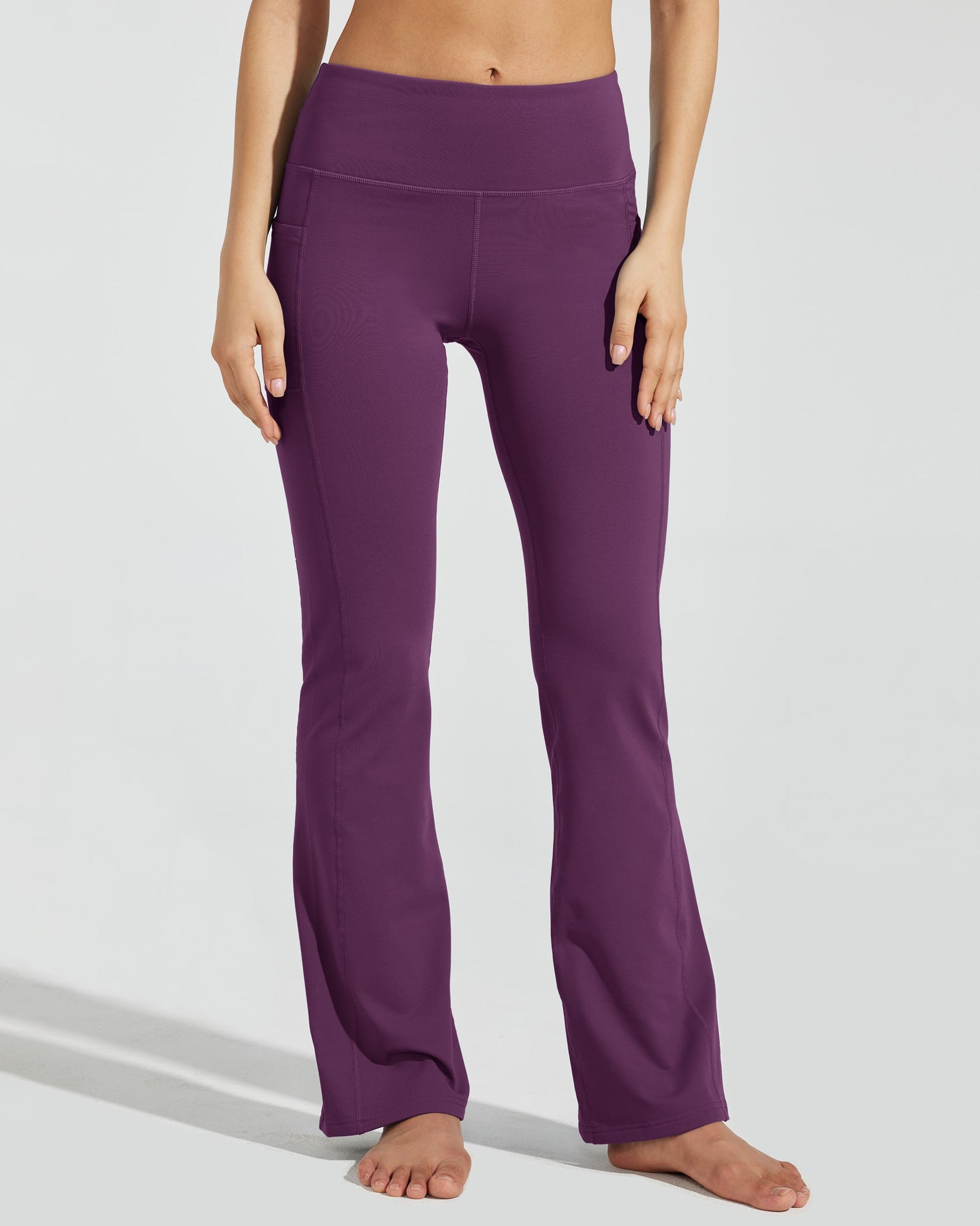 Women's Fleece Lined Bootcut Yoga Pants_Purple_model1