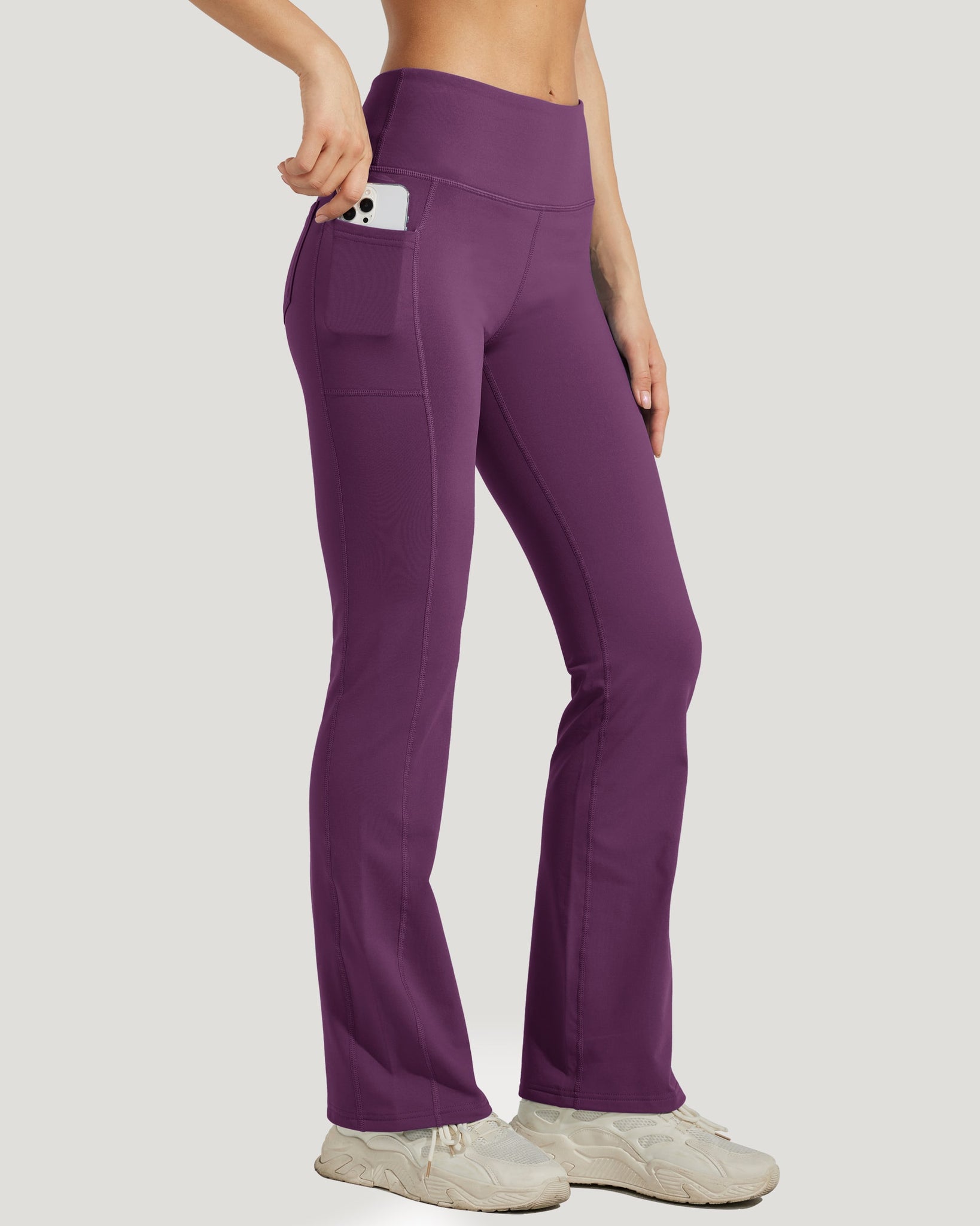 Women's Fleece Lined Bootcut Yoga Pants_Purple_model4