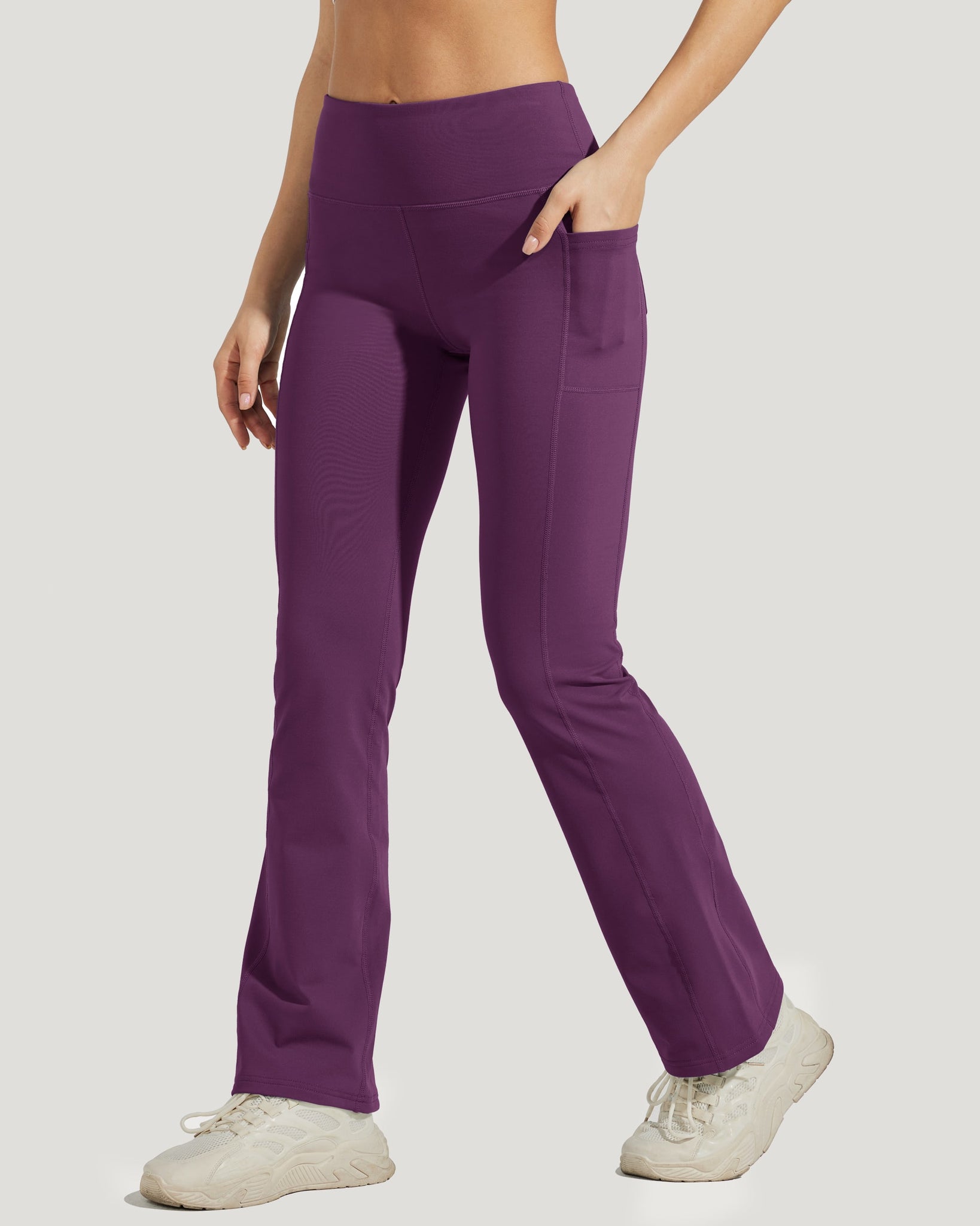 Women's Fleece Lined Bootcut Yoga Pants_Purple_model3