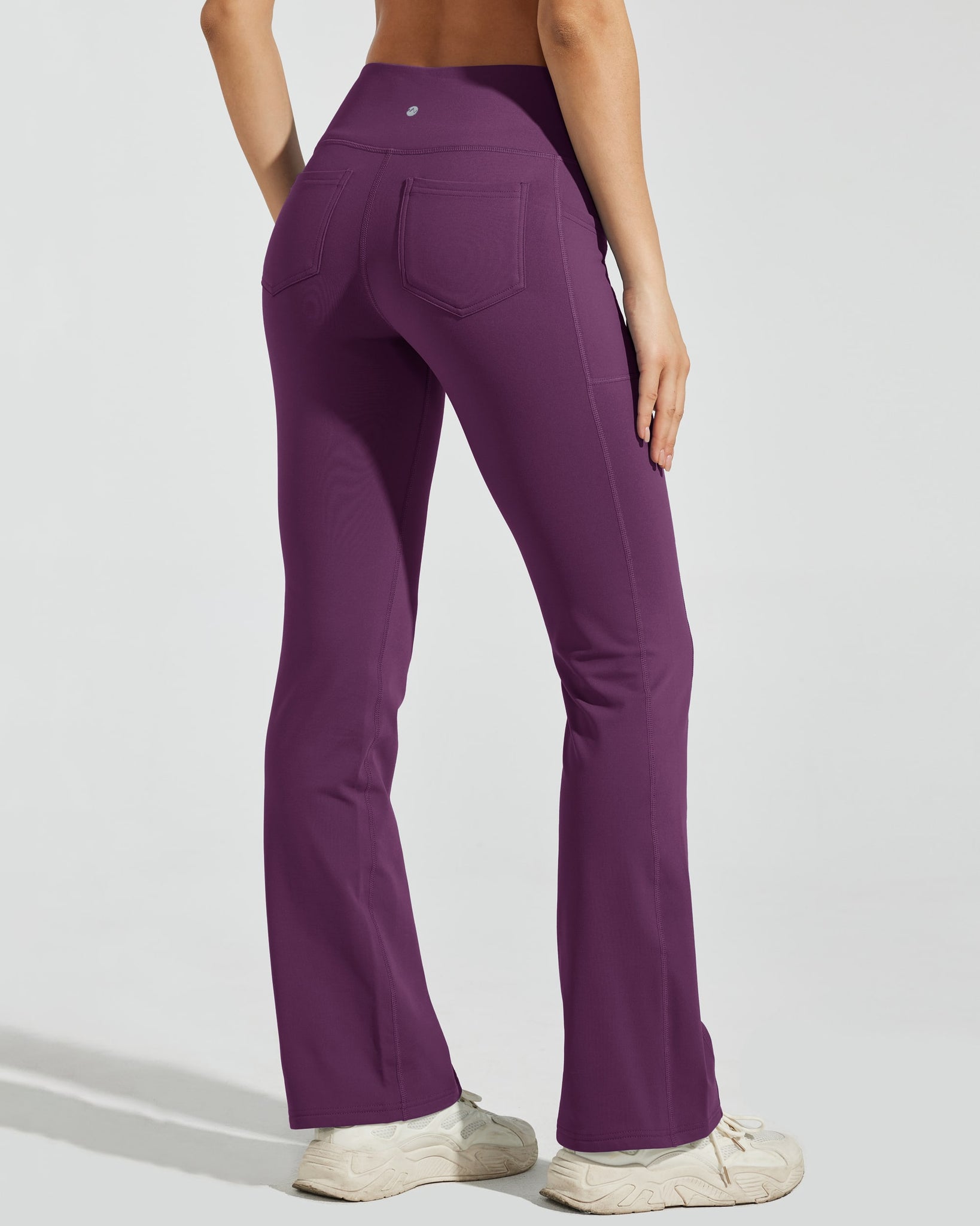 Women's Fleece Lined Bootcut Yoga Pants_Purple_model2
