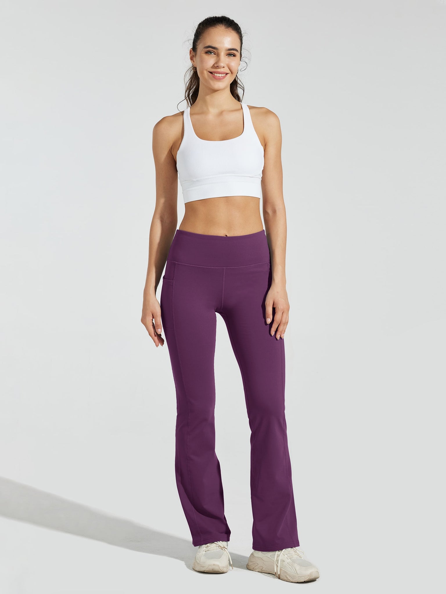 Women's Fleece Lined Bootcut Yoga Pants_Purple_model5